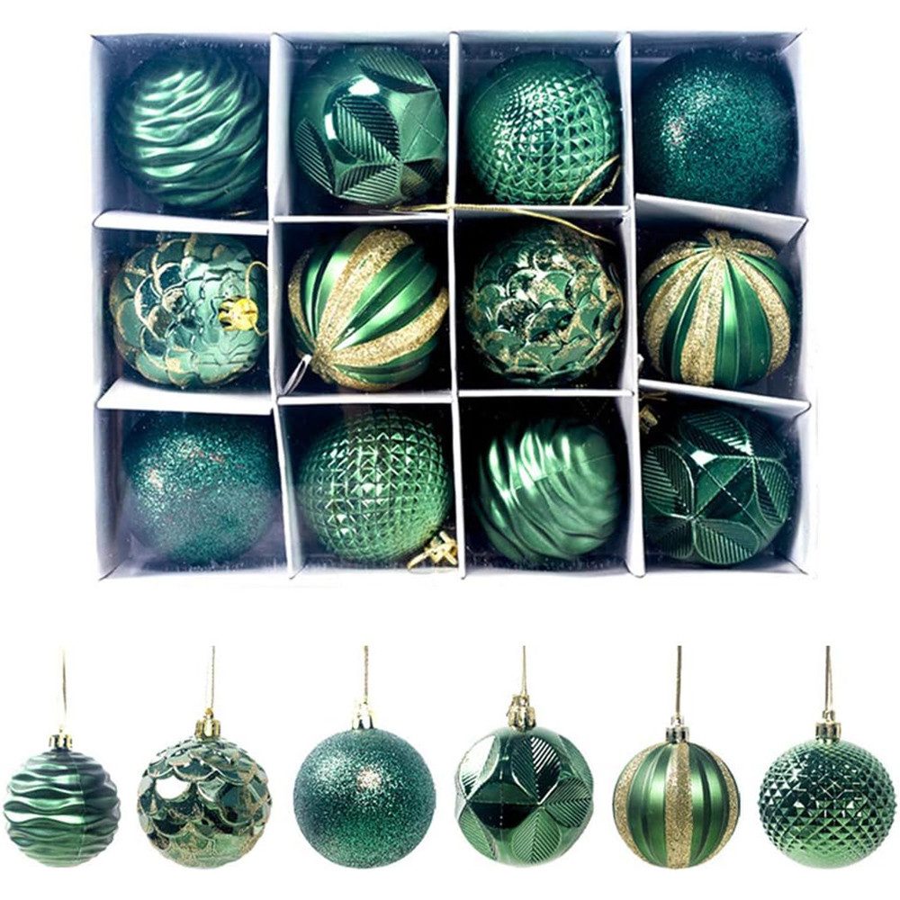 Coonoor Weihnachtsbaumkugel Weihnachtskugeln Weihnachtsdeko 12-teiliges Set, Christbaumschmuck