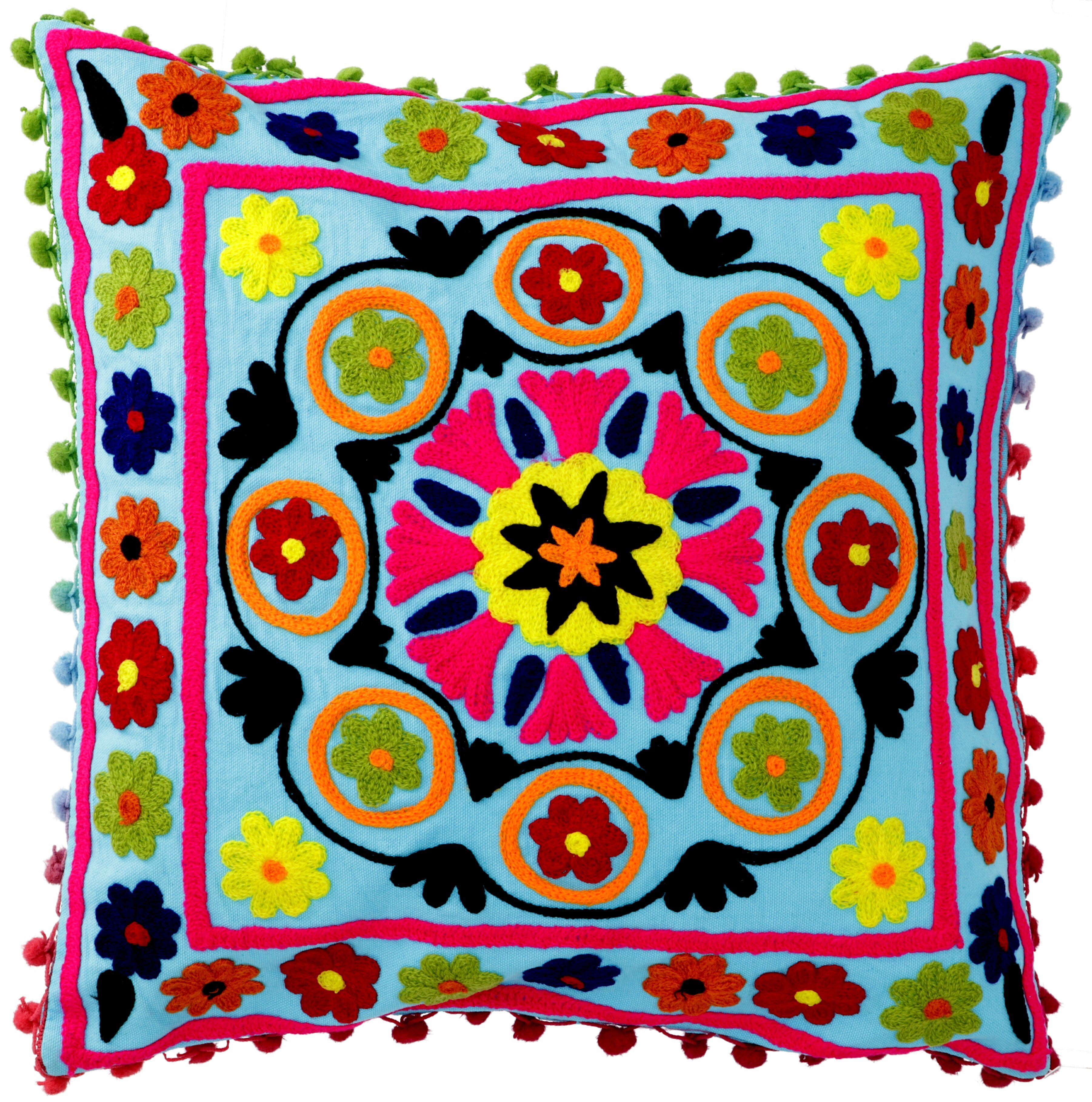 Guru-Shop Kissenbezüge Boho Kissenhülle, farbenfrohes besticktes.. günstig online kaufen