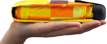 EuroSCHIRM® Taschenregenschirm Dainty, Karo gelb orange, extra flach und kurz