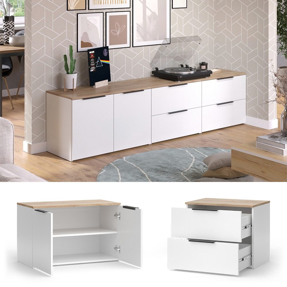 Vicco Wohnwand Wido, Weiß/Sonoma, 3 Teile günstig online kaufen