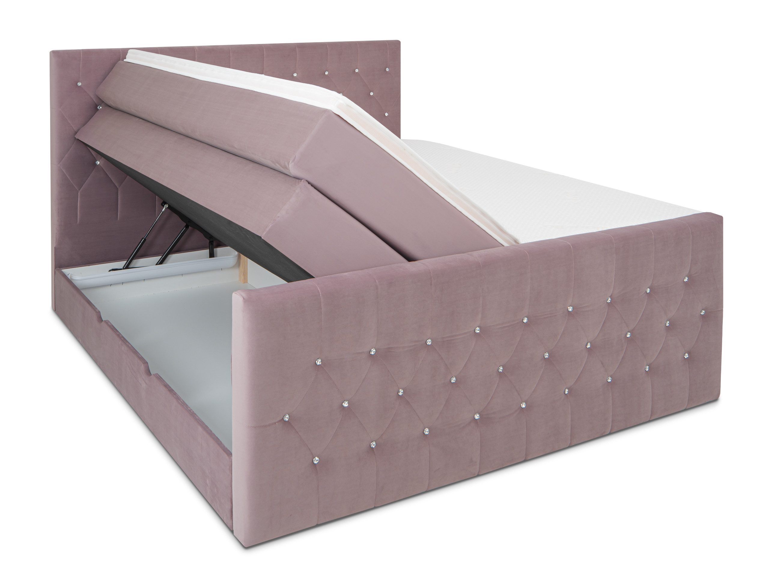 wonello Boxspringbett Sira, mit Bettkasten, Matratzen und wonello premium Topper, Samt + Kristalle