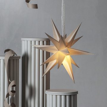 MARELIDA LED Stern Papierstern 3D Stern mit Band Weihnachtsstern Faltstern D: 45cm creme
