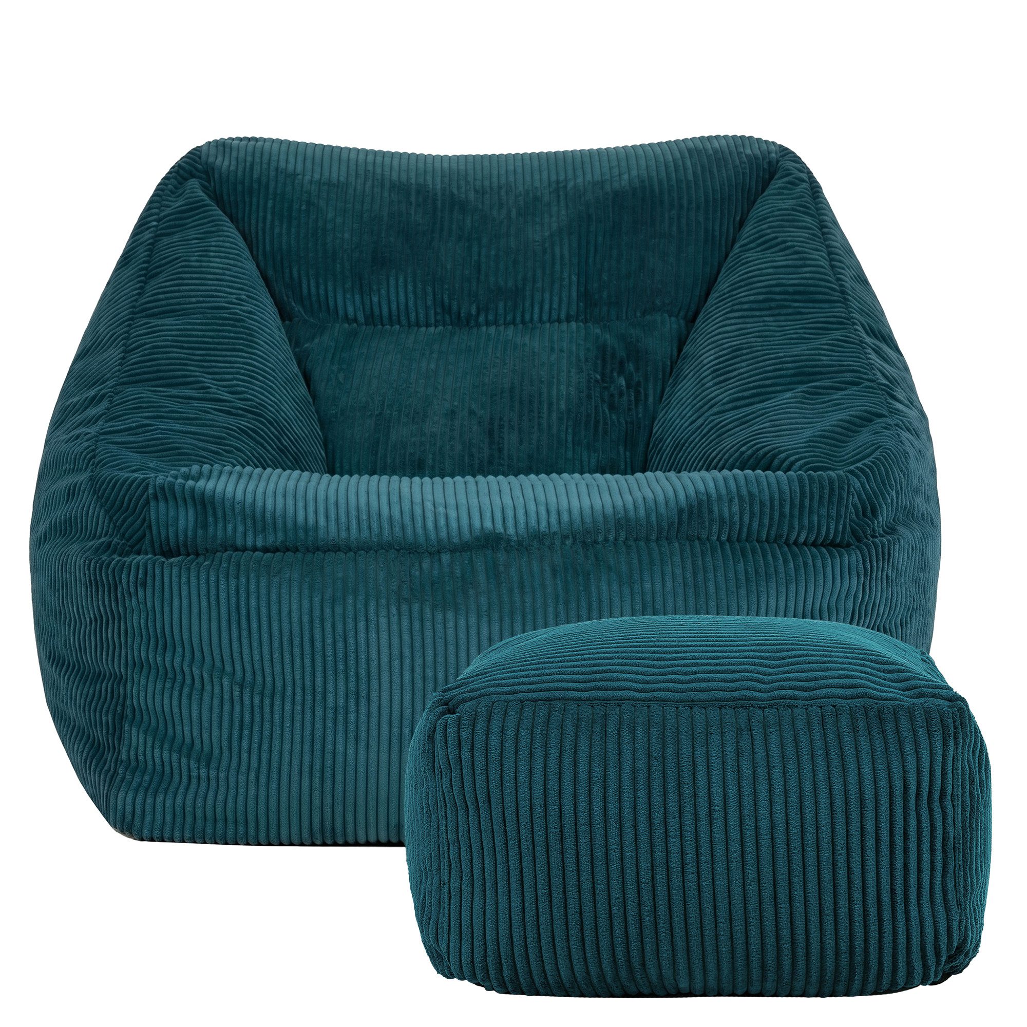 icon Sitzsack Riesen Sessel aus Cord Flauschig „Natalia" mit Hocker (Spar-Set, 1 x Sitzsack-Sessel, 1 x Fußhocker), Sitzsack XXL, Made in Germany, für Erwachsen – Bild 4 von 5