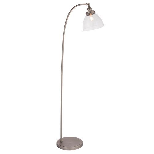 Brilliant Stehlampe Noami, ohne Leuchtmittel, mit Fußschalter, 152 cm Höhe,  E27, Metall/Glas, silber