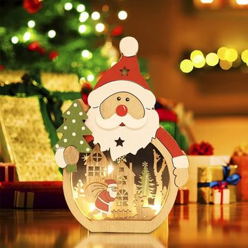 autolock Weihnachtsfigur Holz Weihnachtsdekorationen LED Deko Holz Weihnachts, Weihnachten Holz Ornamente Geschenke für Innendekoration