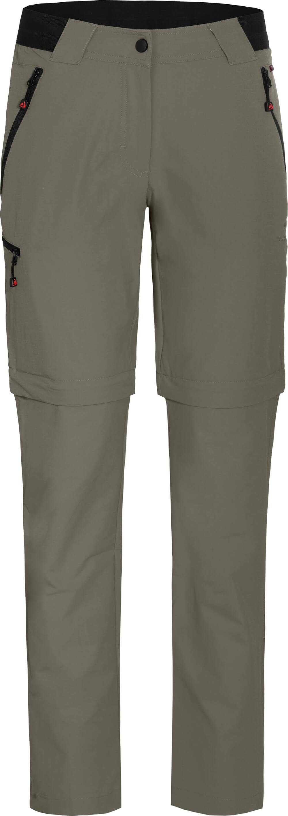 Bergson Zip-off-Hose VIDAA COMFORT Zipp-Off grau/grün Wanderhose, Damen leicht, strapazierfähig, Kurzgrößen