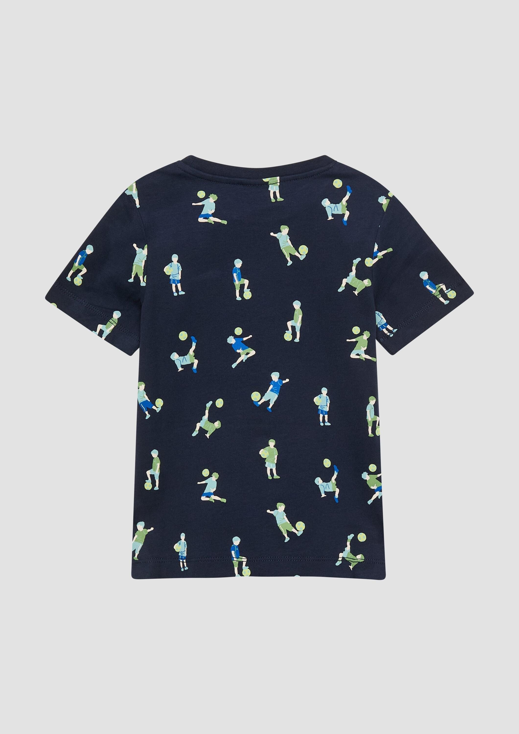 s.Oliver Kurzarmshirt T-Shirt T-Shirt aus heavy Jersey mit All-over-Print