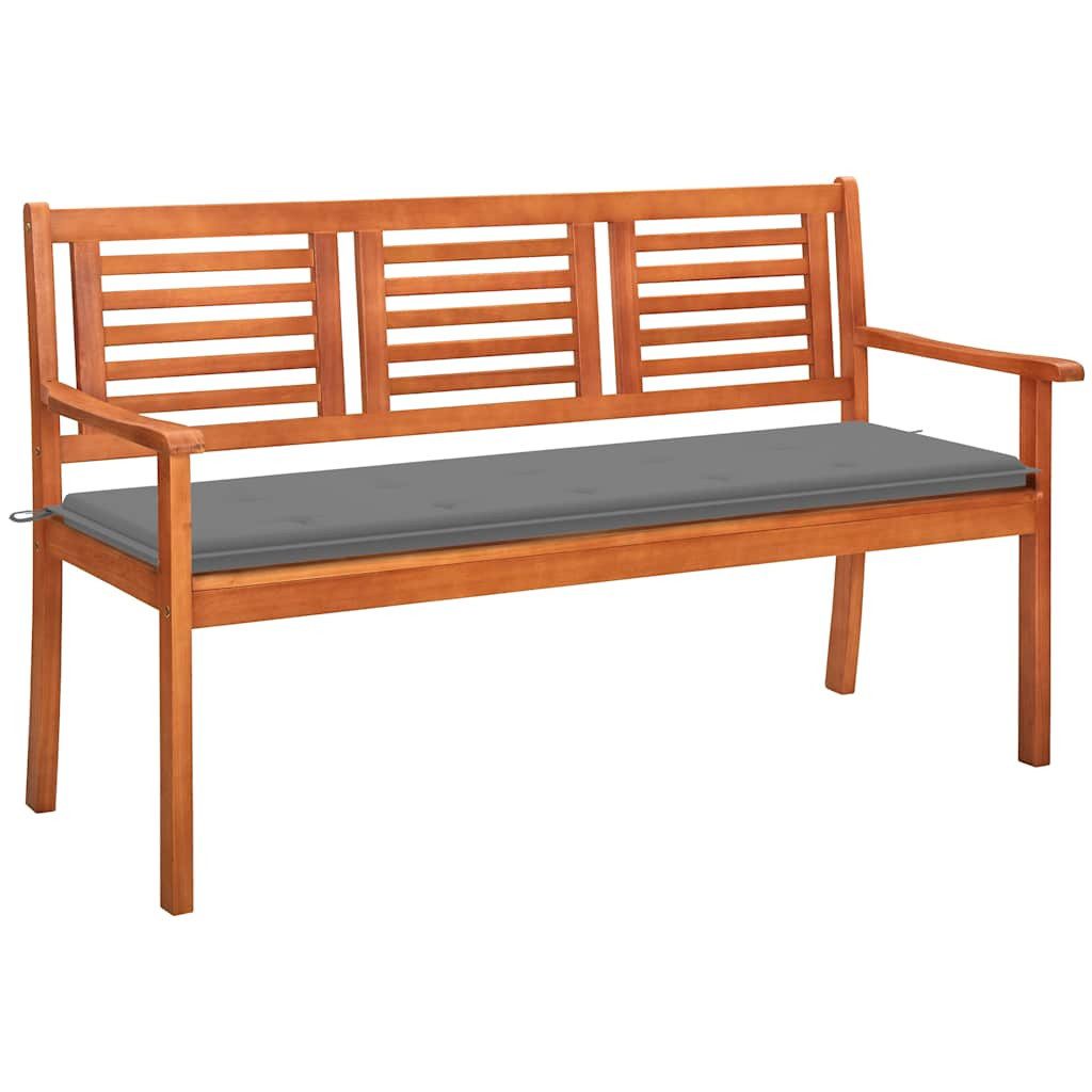 vidaXL Gartenbank 3-Sitzer-Gartenbank mit Auflage 150 cm Massivholz Eukalyptus (1-St)