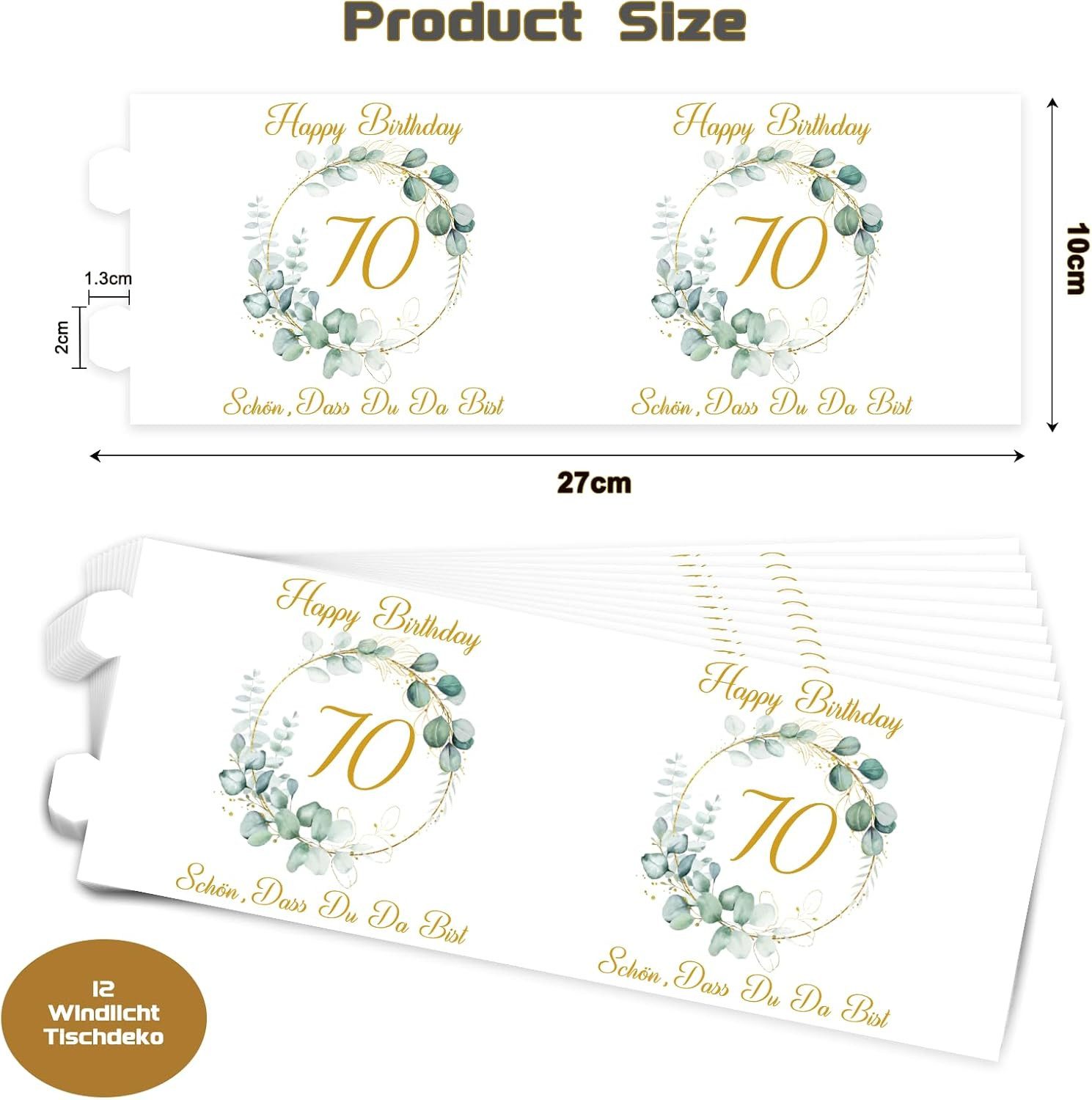 aitsite Windlicht 12er Set 70 Geburtstag Windlicht Tischdeko Papierlaternen (Dekorationsset Papier Windlichter für Geburtstag und Events, 12 Stück Papier Windlichter für 70 Geburtstag Tischdeko), 12er Set Windlichter 70 Geburtstag faltbar, wiederverwendbar, Teelicht