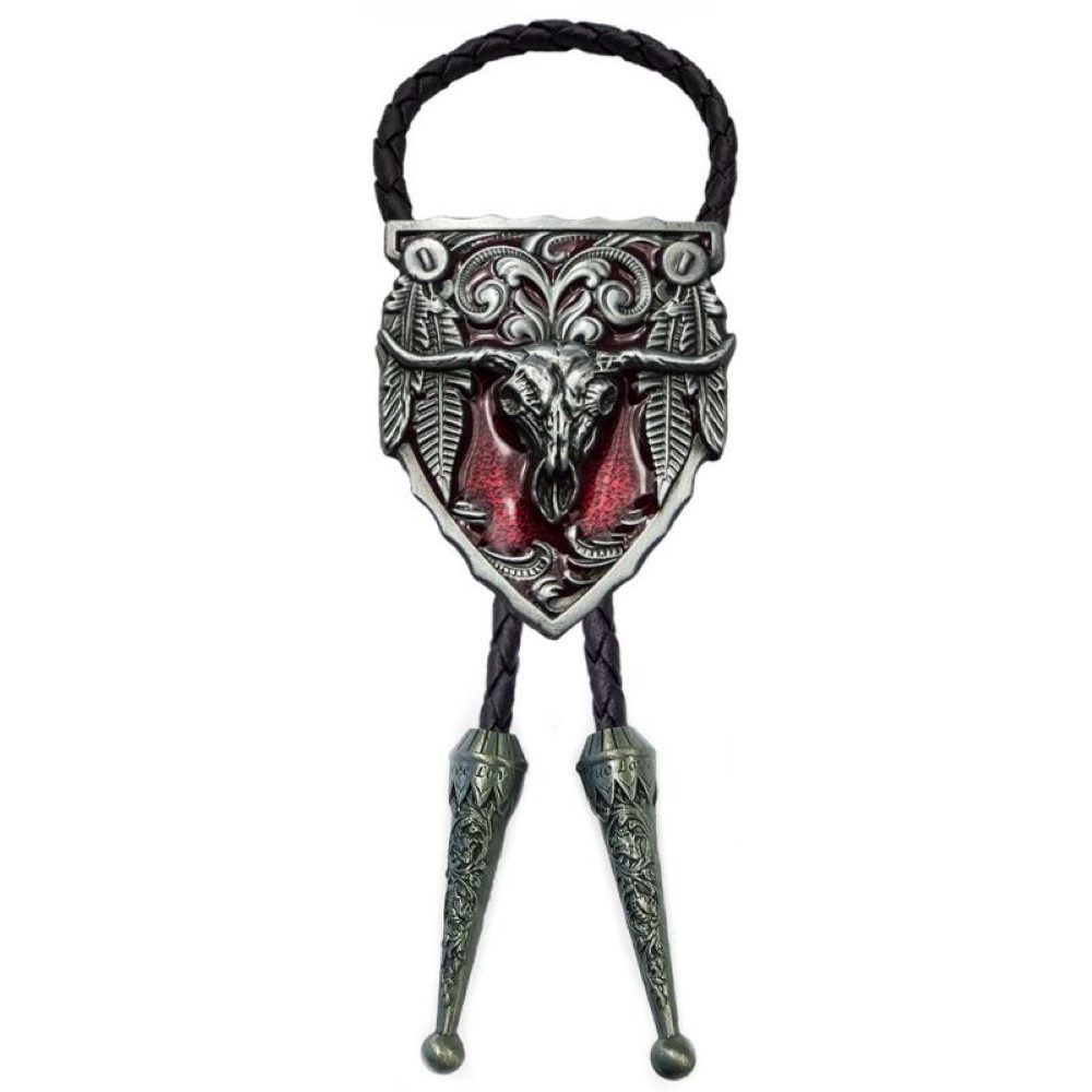 Running Bear Krawatte Westernkrawatte Cowboykrawatte Bolo Tie - Longhorn Skull