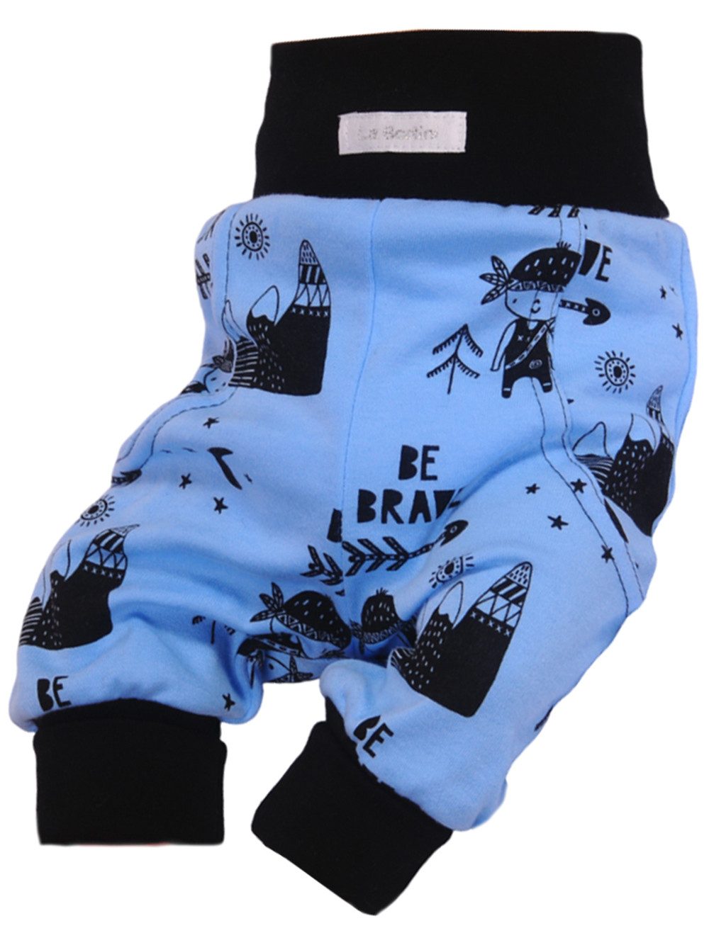 Stoffhose Baby Hose Mitwachshose Schlupfhose in Blau gemustert