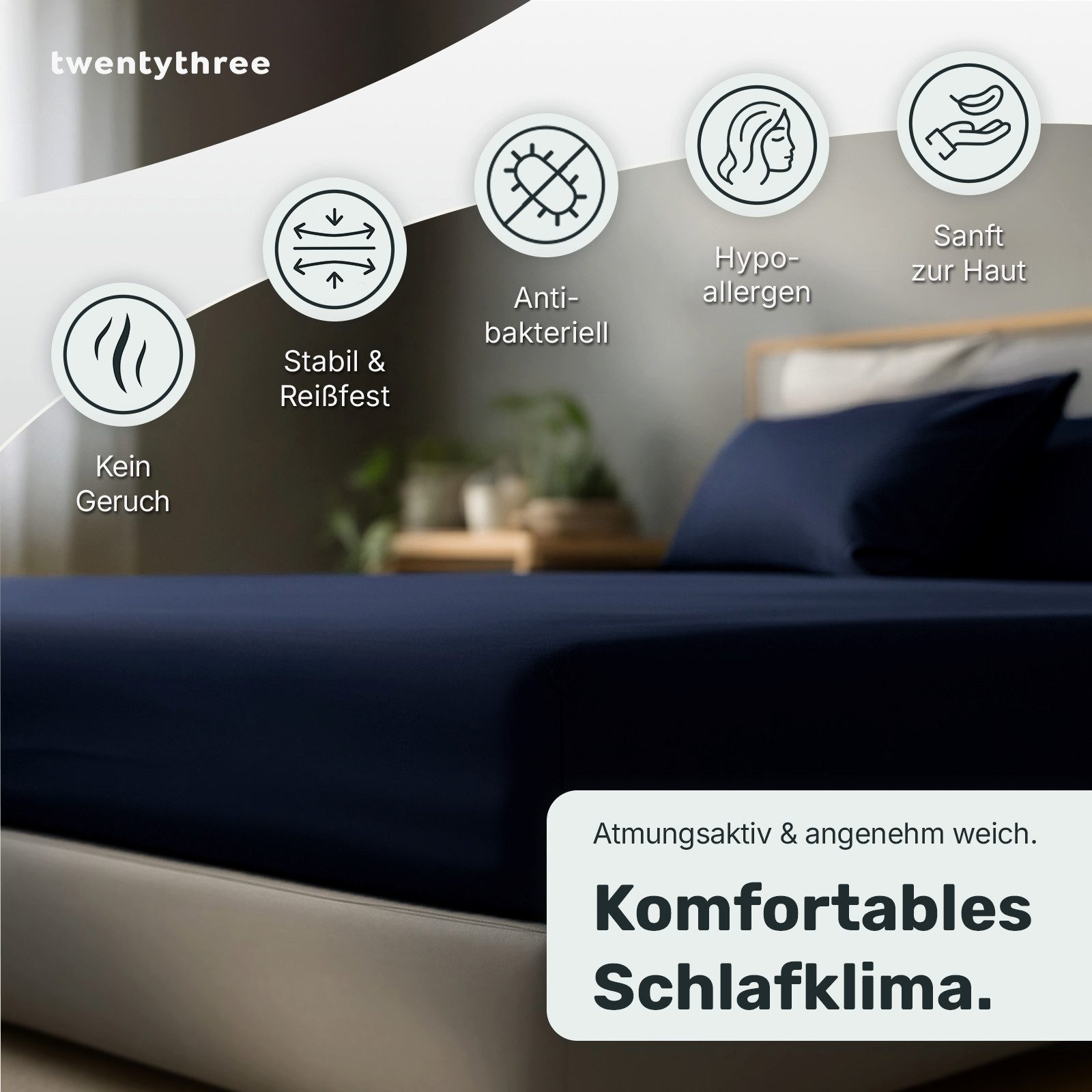 twenty:three® Bettlaken Lyocell Spannbettlaken Midnight Blue, günstig online kaufen