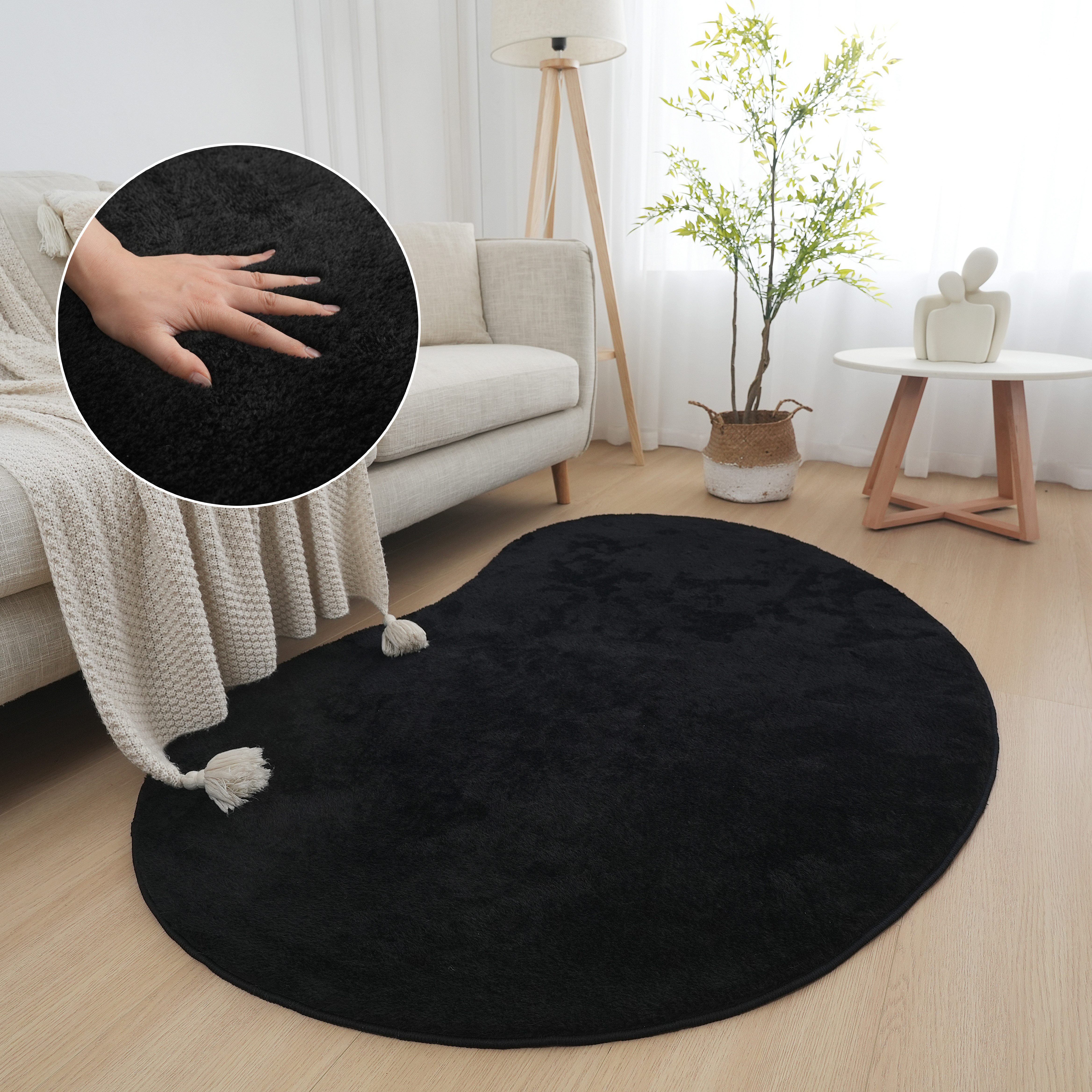 my home Teppich Cali Bean, U-förmig, Höhe: 16 mm, besondere Form, Uni, weic günstig online kaufen