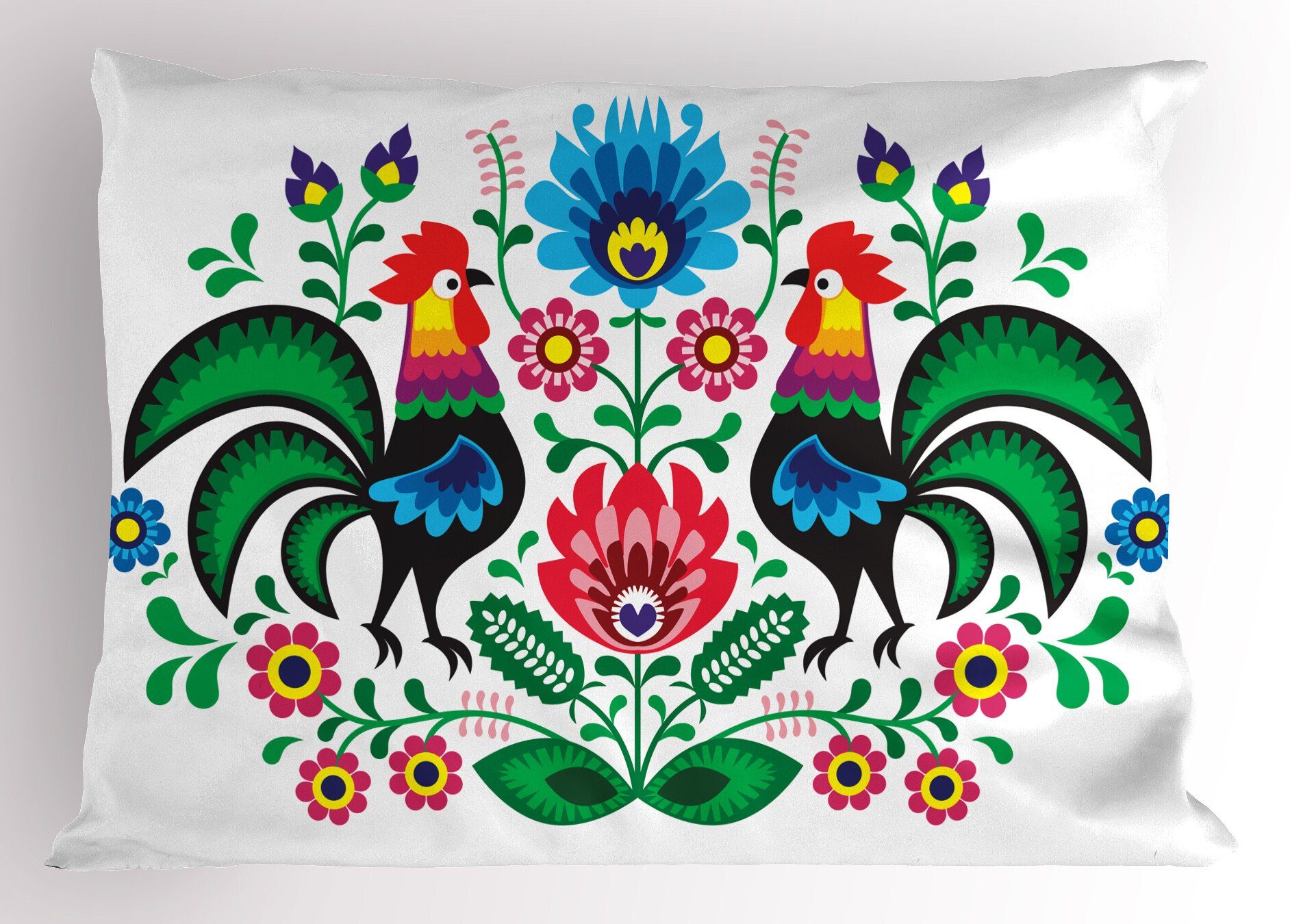 Queen Size Abakuhaus Polieren Stück), Dekorativer Cocks Kissenbezüge (1 Kopfkissenbezug, Gedruckter Floral mit Design