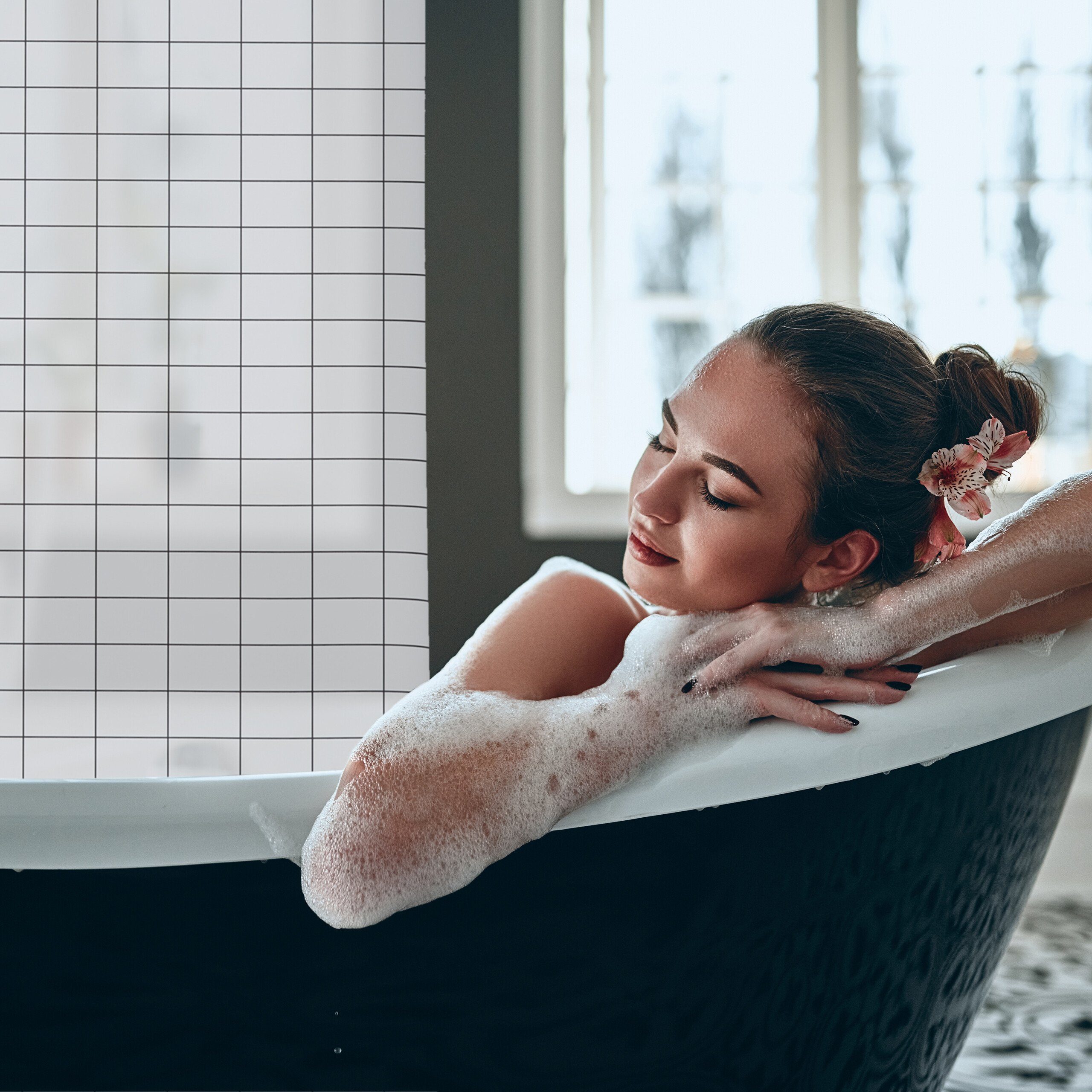 relaxdays Duschrollo Kariertes Duschrollo Breite 120 cm, 120x240cm