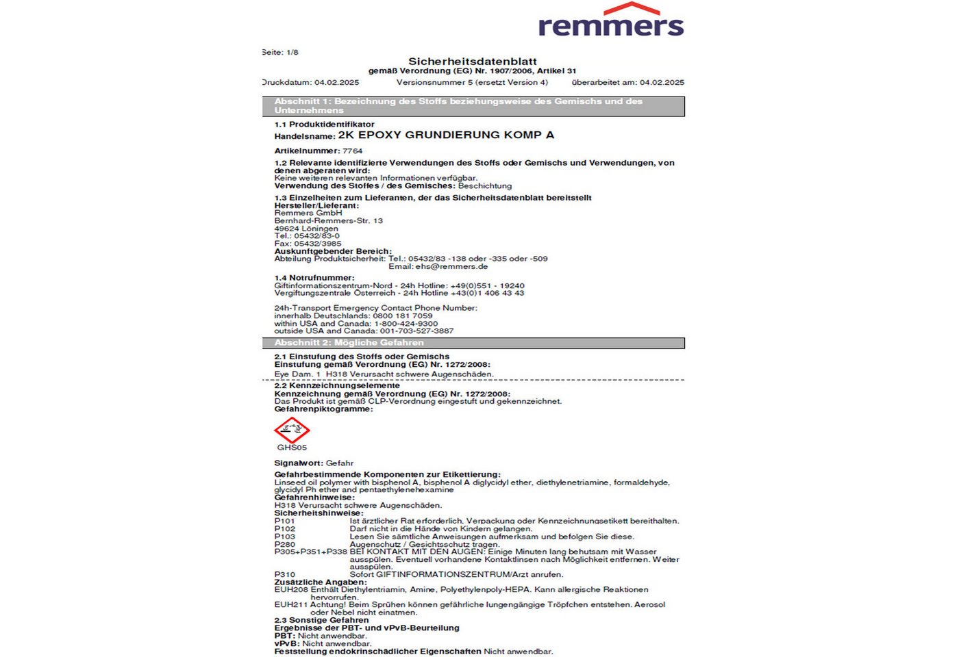 Thumbnail - Remmers Haftgrund 2K EPOXY GRUNDIERUNG - 5 KG (LICHTGRAU)