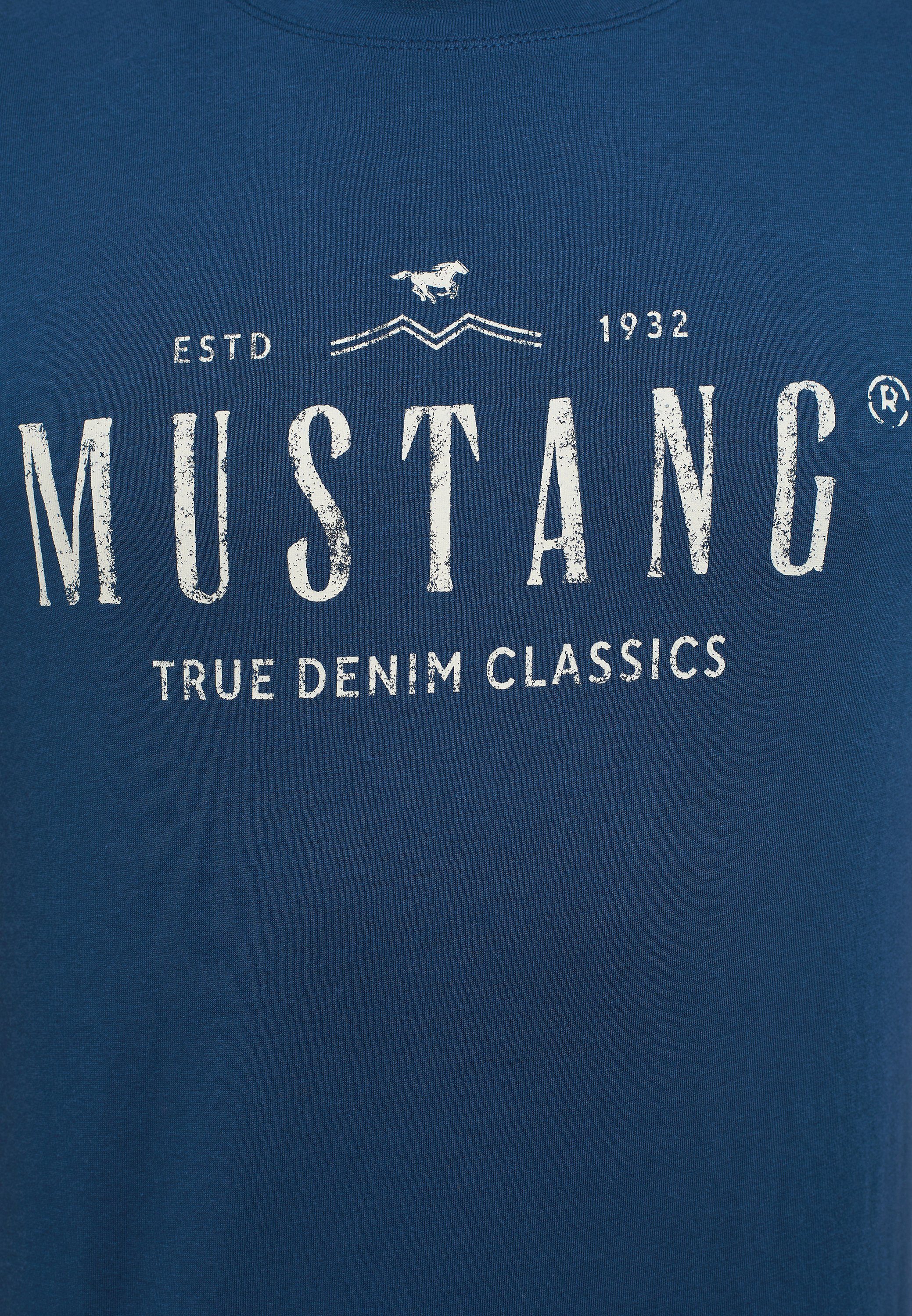 Mustang Print-Shirt navy Kurzarmshirt MUSTANG