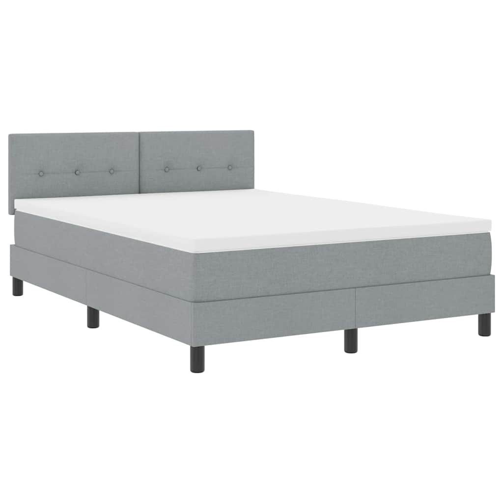 vidaXL Bett Boxspringbett mit LED-Lichtleisten Hellgrau 140 x 190 cm Stoff (1-tlg)