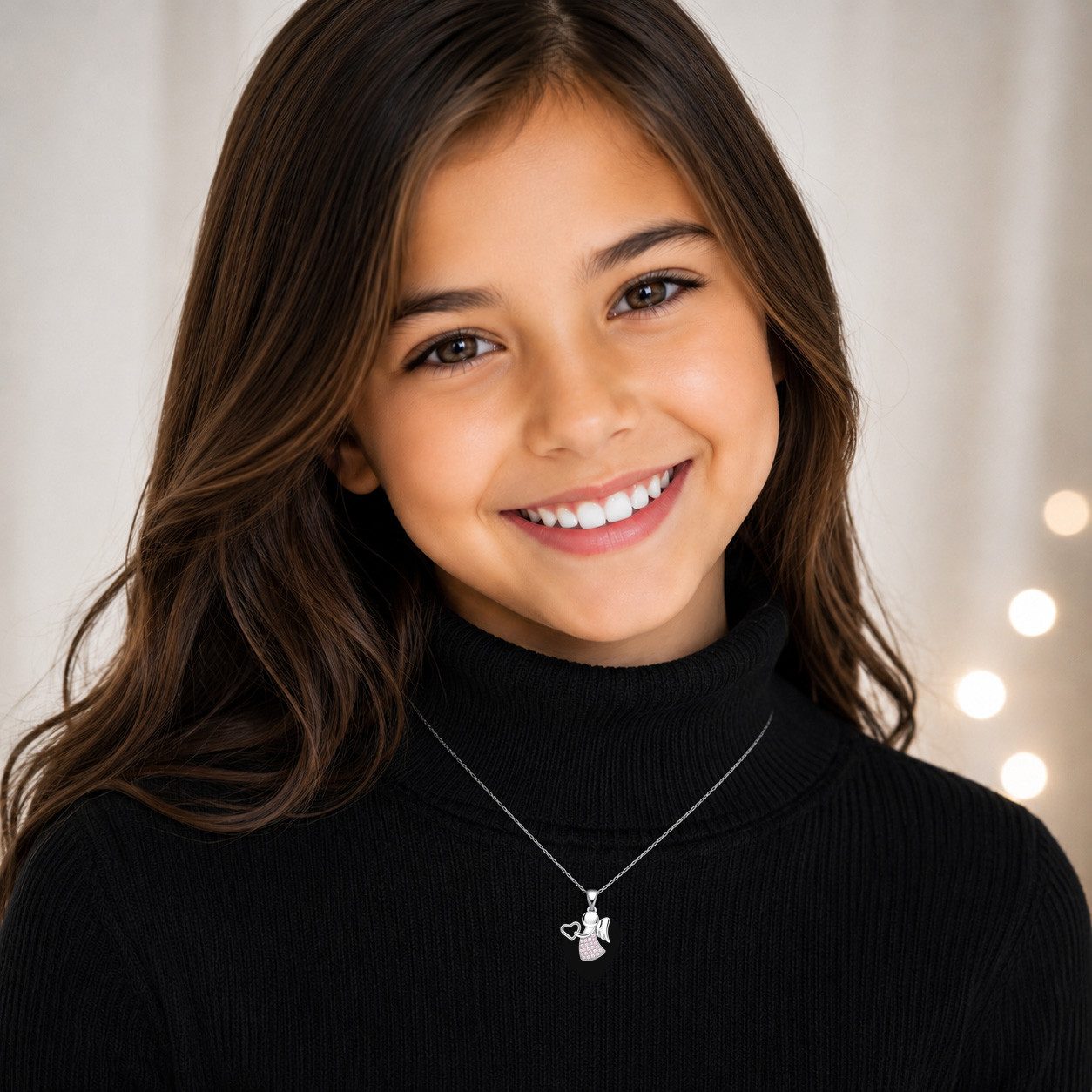 Limana Engelanhänger Schutzengel Kinder Mädchen Kette 925 Silber Herz Zirkonia Geschenk (Schmuck inkl. Dose), Geburtstag Weihnachten Einschulung Konfirmation Ko – Bild 3 von 5