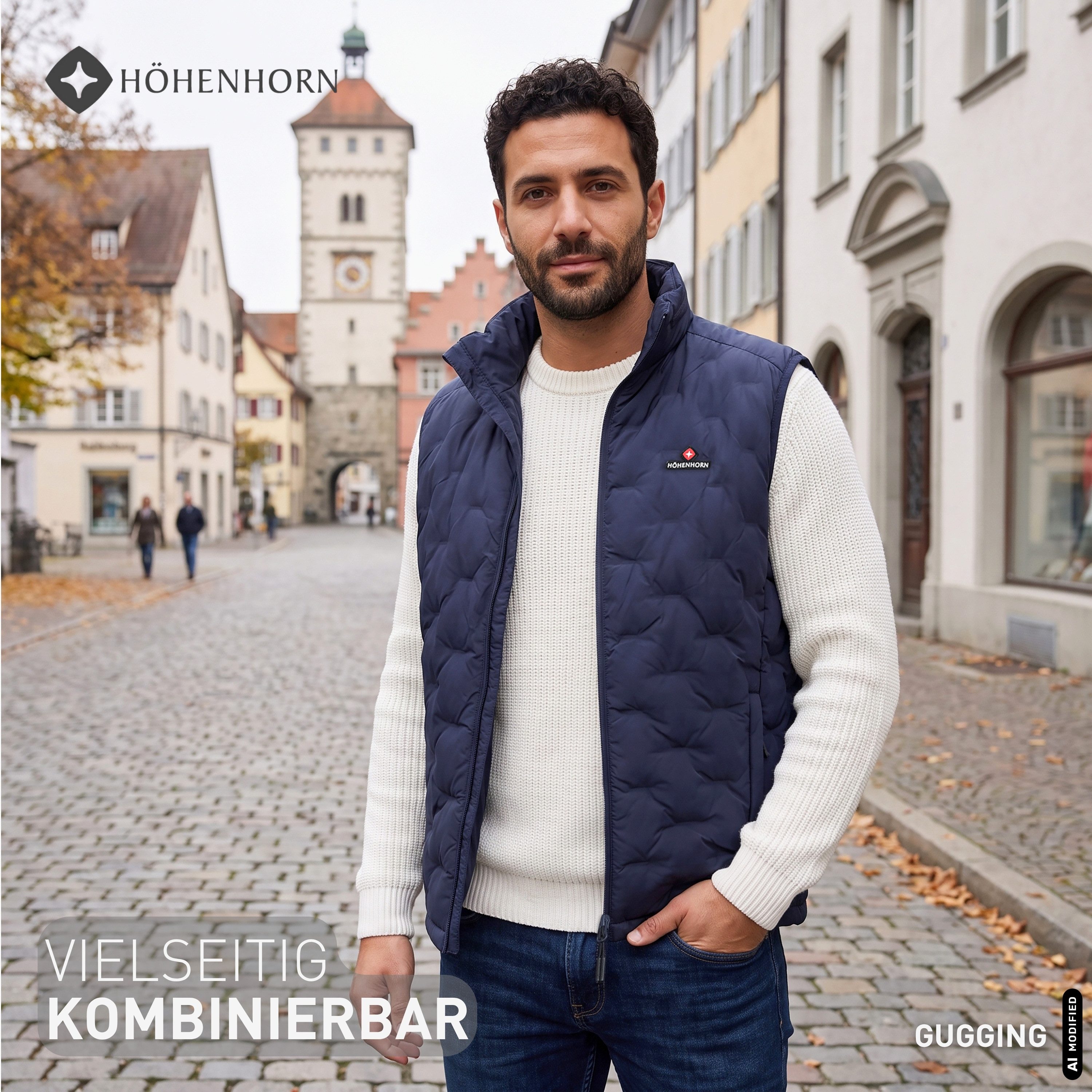 Höhenhorn Steppweste Gugging Herren Weste für Männer Steppjacke Sportjacke Freizeitjacke Regenkapuze im Kragen – Bild 3 von 5