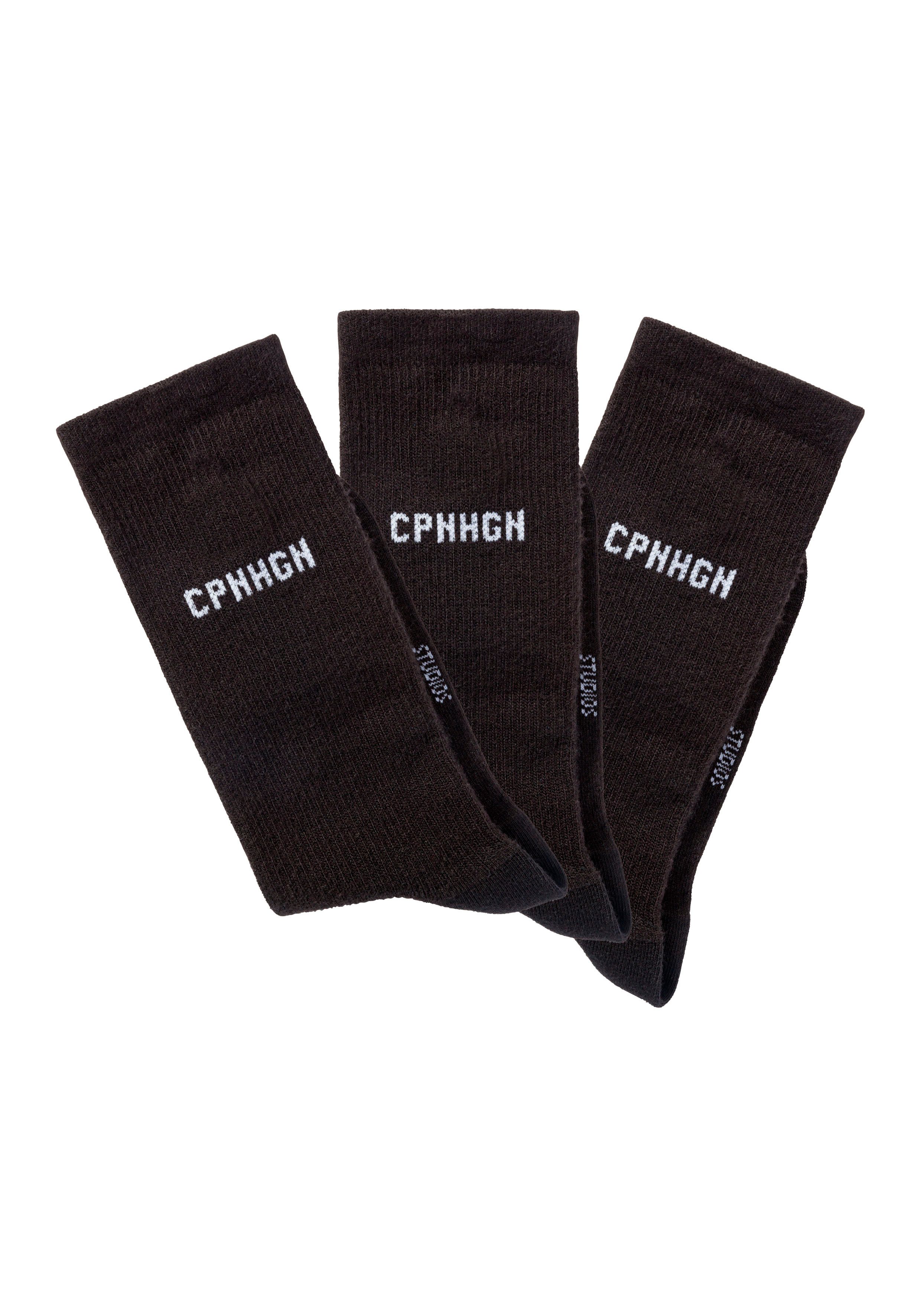 Copenhagen Studios Basicsocken (Packung, 3-Paar) mit Rippstruktur und Stickerei