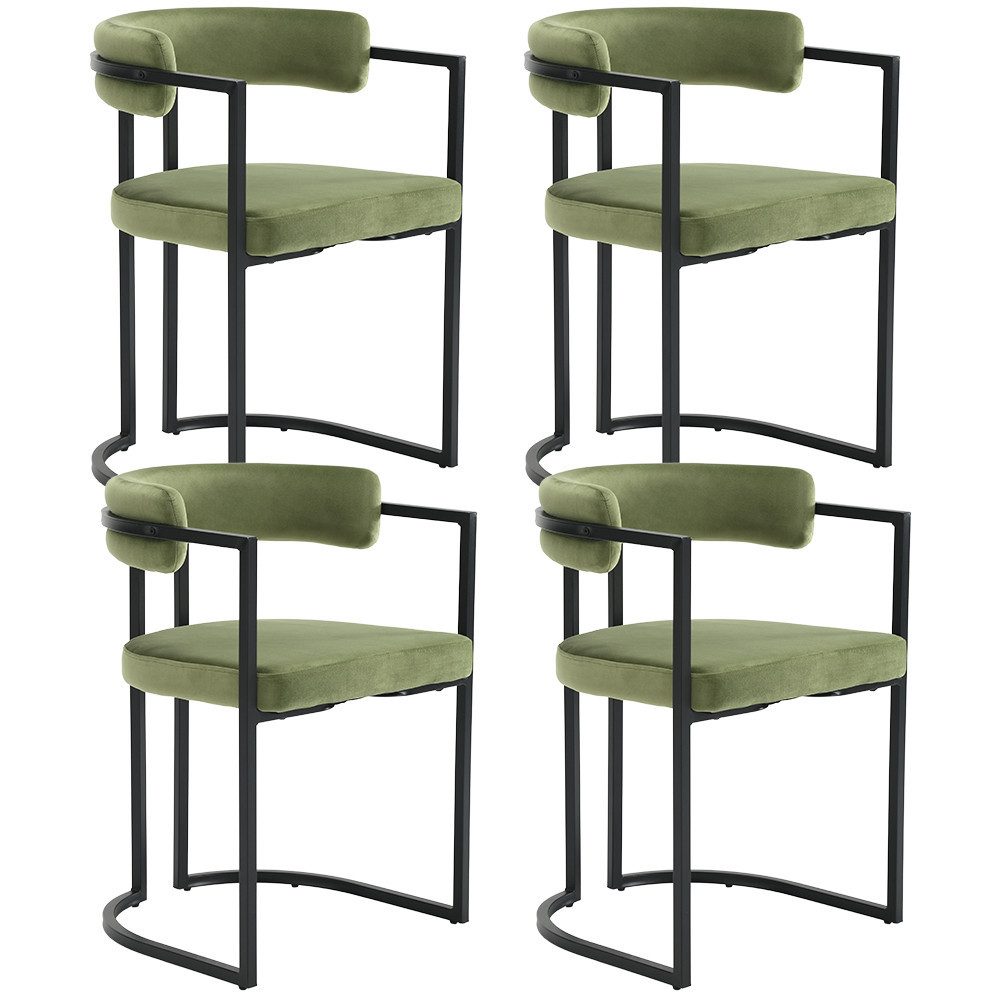 Esszimmerstuhl 2er Set, aus Samt Polsterstühle mit schwarzen Metallbeinen, Eckstühle