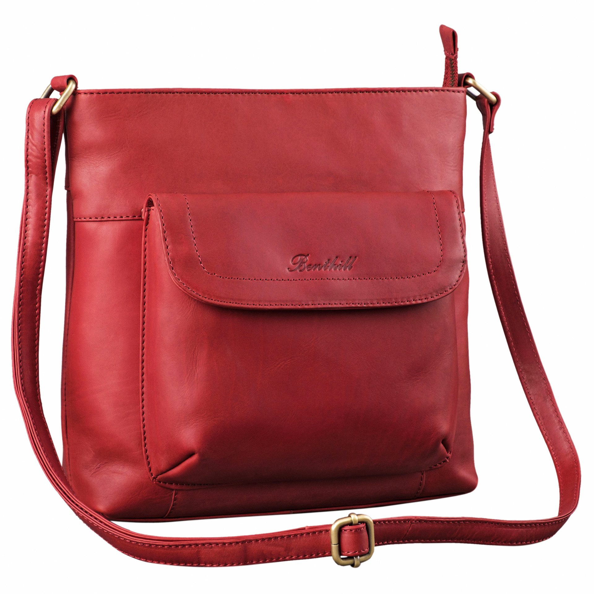 Benthill Umhängetasche Damen Echt Leder Shopper Ledertasche Handtasche Vintage Schulterbeutel, Schultergurt / Umhängegurt Reißverschlussfach