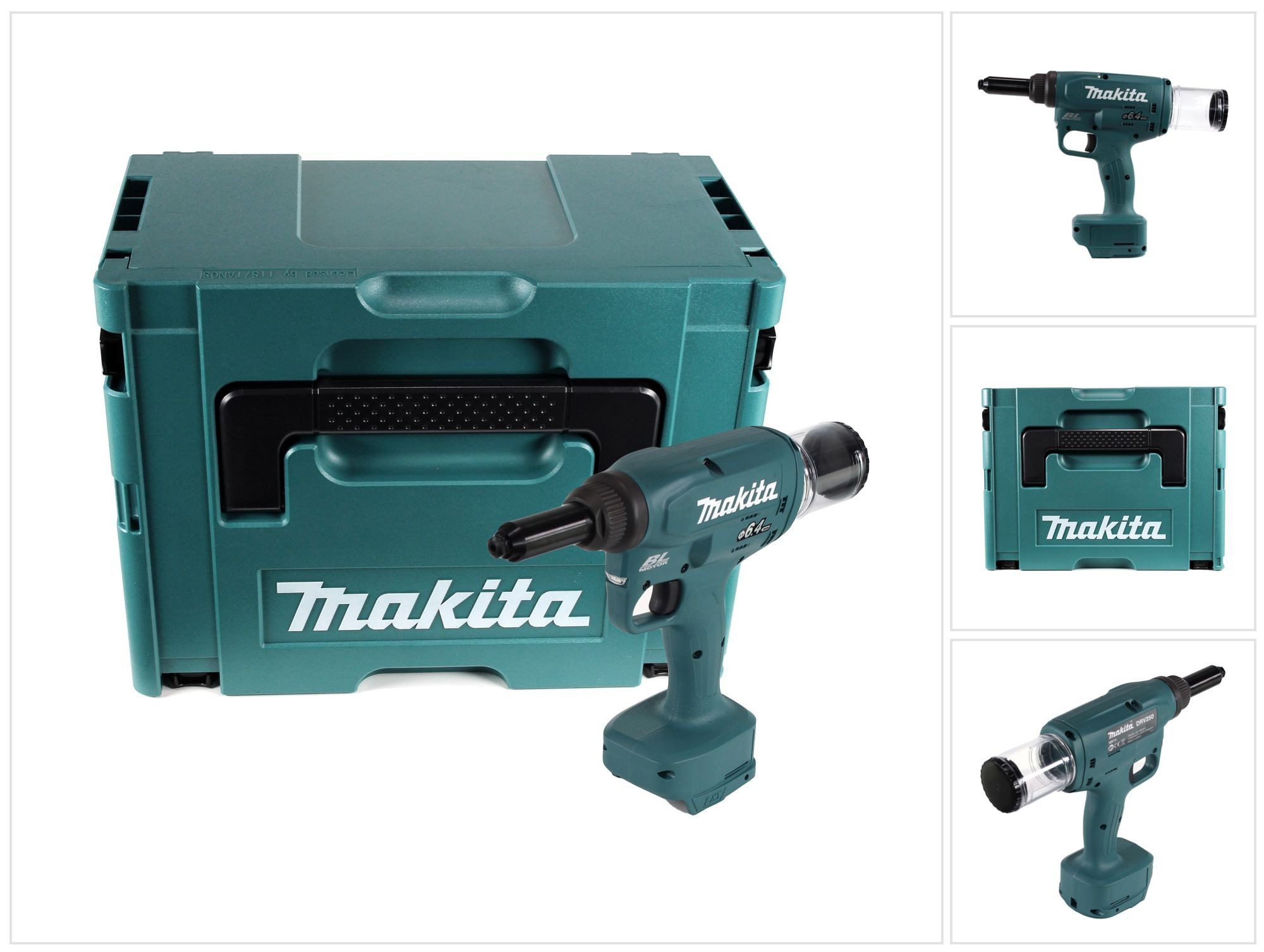Makita Blindnietzange DRV 250 ZJ Akku Blindnietsetzgerät 18 V 20 kN Brushless + Makpac