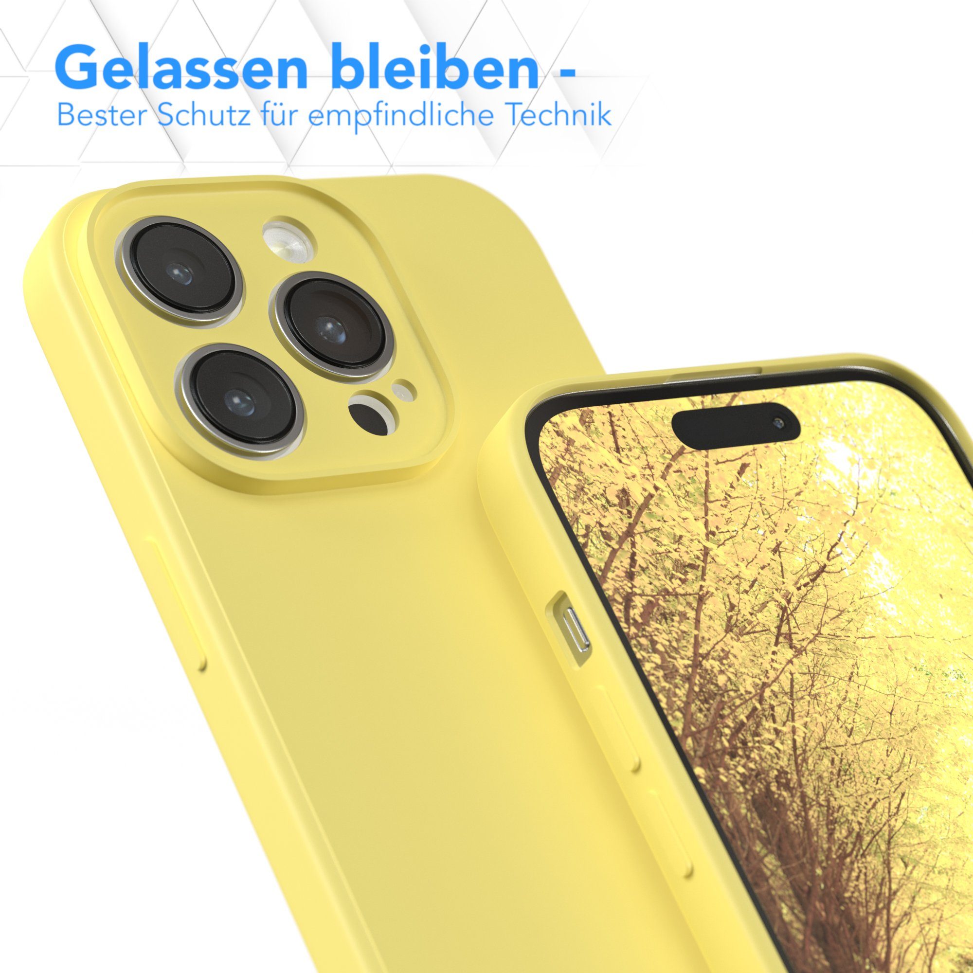 EAZY CASE Handyhülle für Apple iPhone 14 Pro Hülle Silikon 6,1 Zoll, Handy Softcase stoßfest Hülle mit Kameraschutz bumper tpuhülle Gelb – Bild 4 von 5