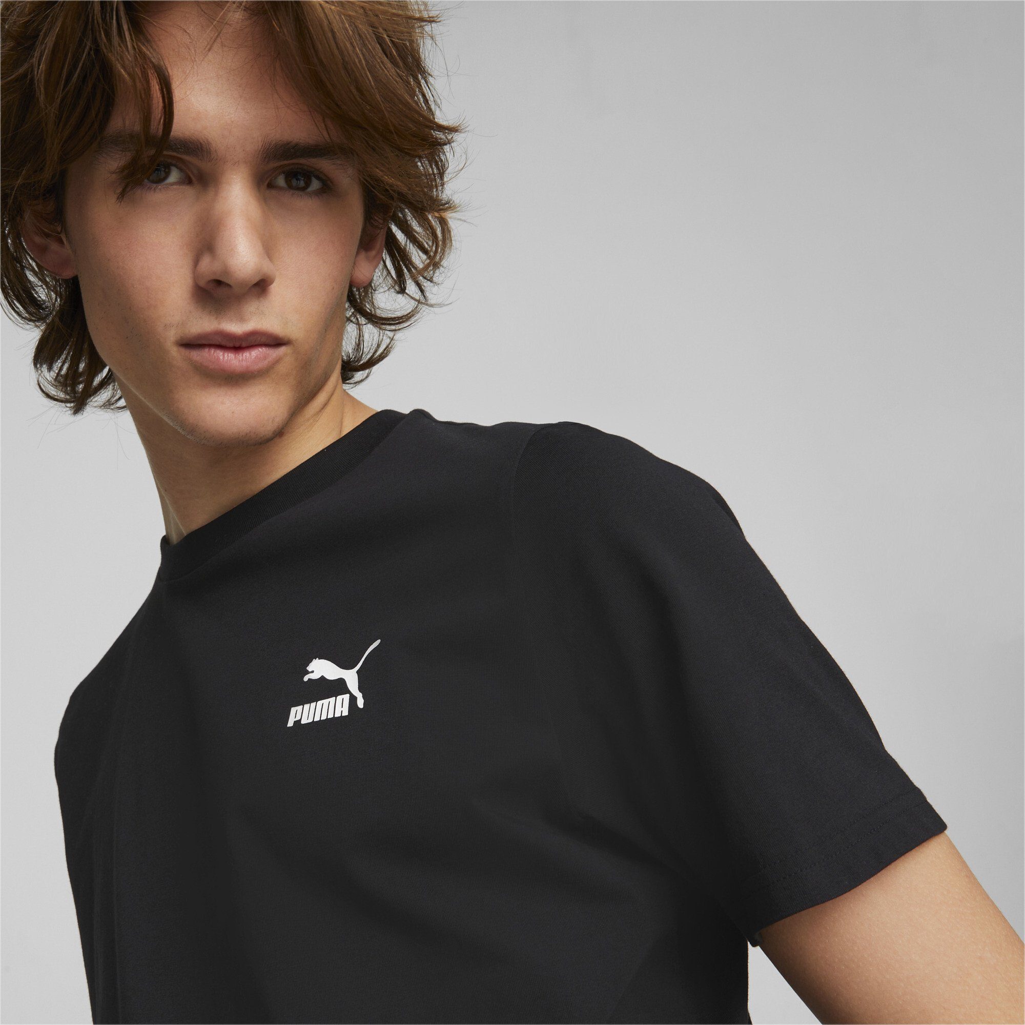 Herren Logo Small T-Shirt Black Classic T-Shirt PUMA