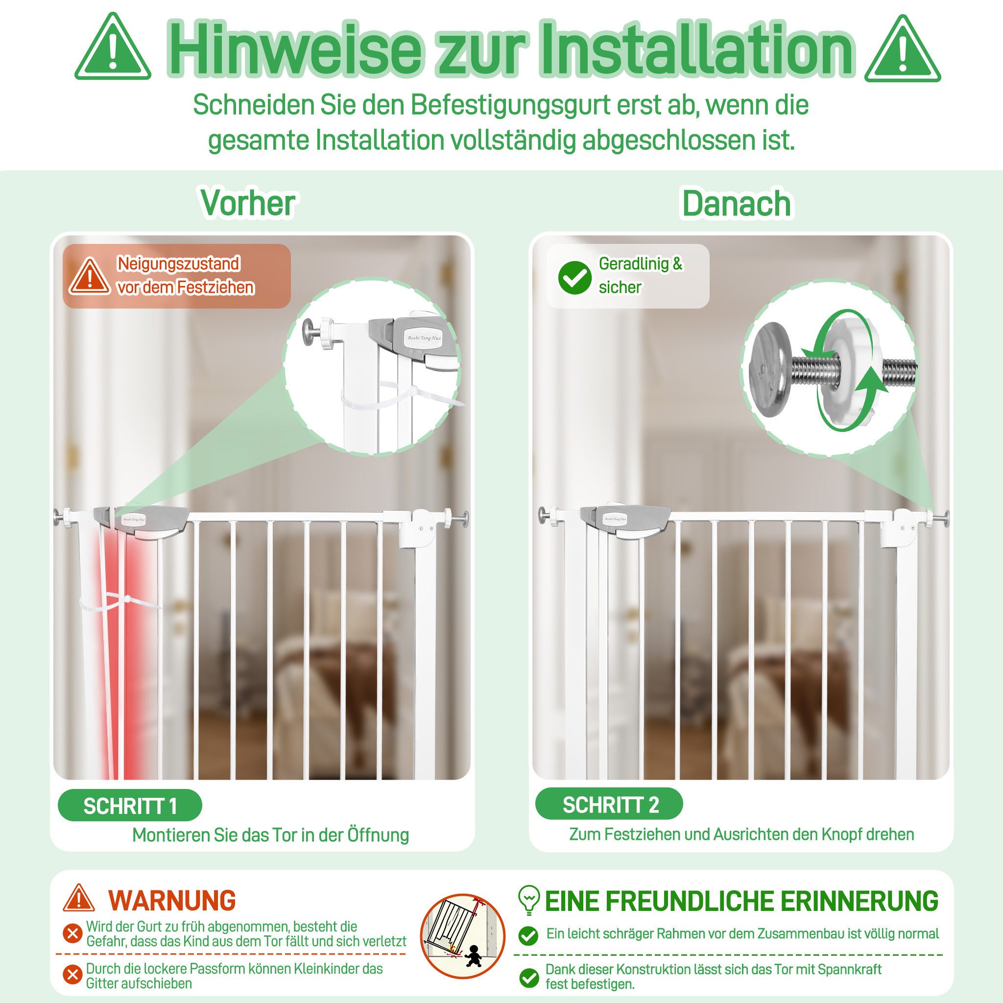 FIVMEN Treppenschutzgitter Türschutzgitter Treppengitter ohne bohren für Kindersicherheit, 76cm Hoch Weiß/Schwarz aus Metall