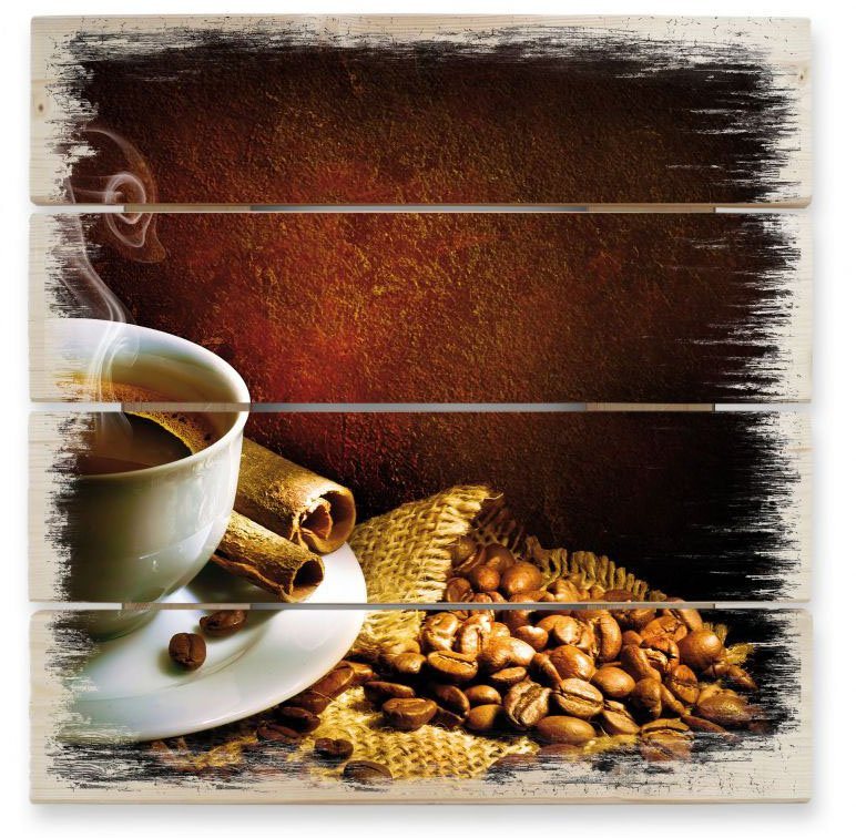 Wall-Art Mehrteilige Bilder Holzbild Set Kaffee Coffee, (Set, 3 St)