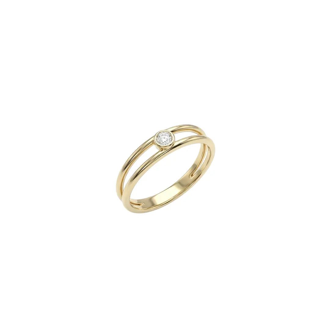 Suzan Gold Goldring 375 Echtgold Lunelle Duo Zirkonia Solitär