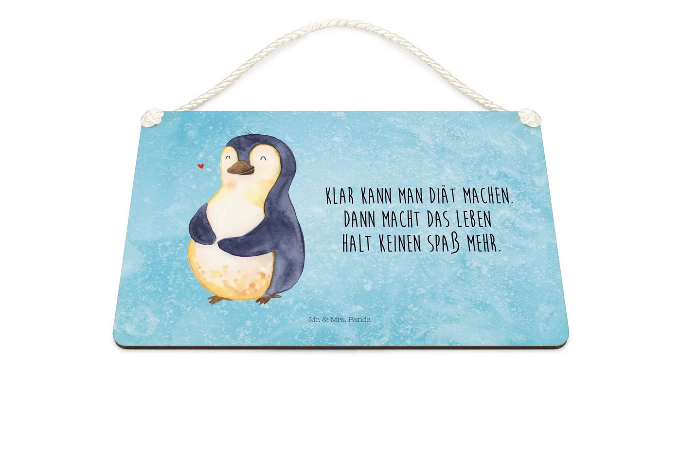 Thumbnail - Mr. & Mrs. Panda Hinweisschild Pinguin Diät DIN A5 - Eisblau - Geschenk, Abspecken, Deko schild Mit, (Packung, 1 St., Pi...
