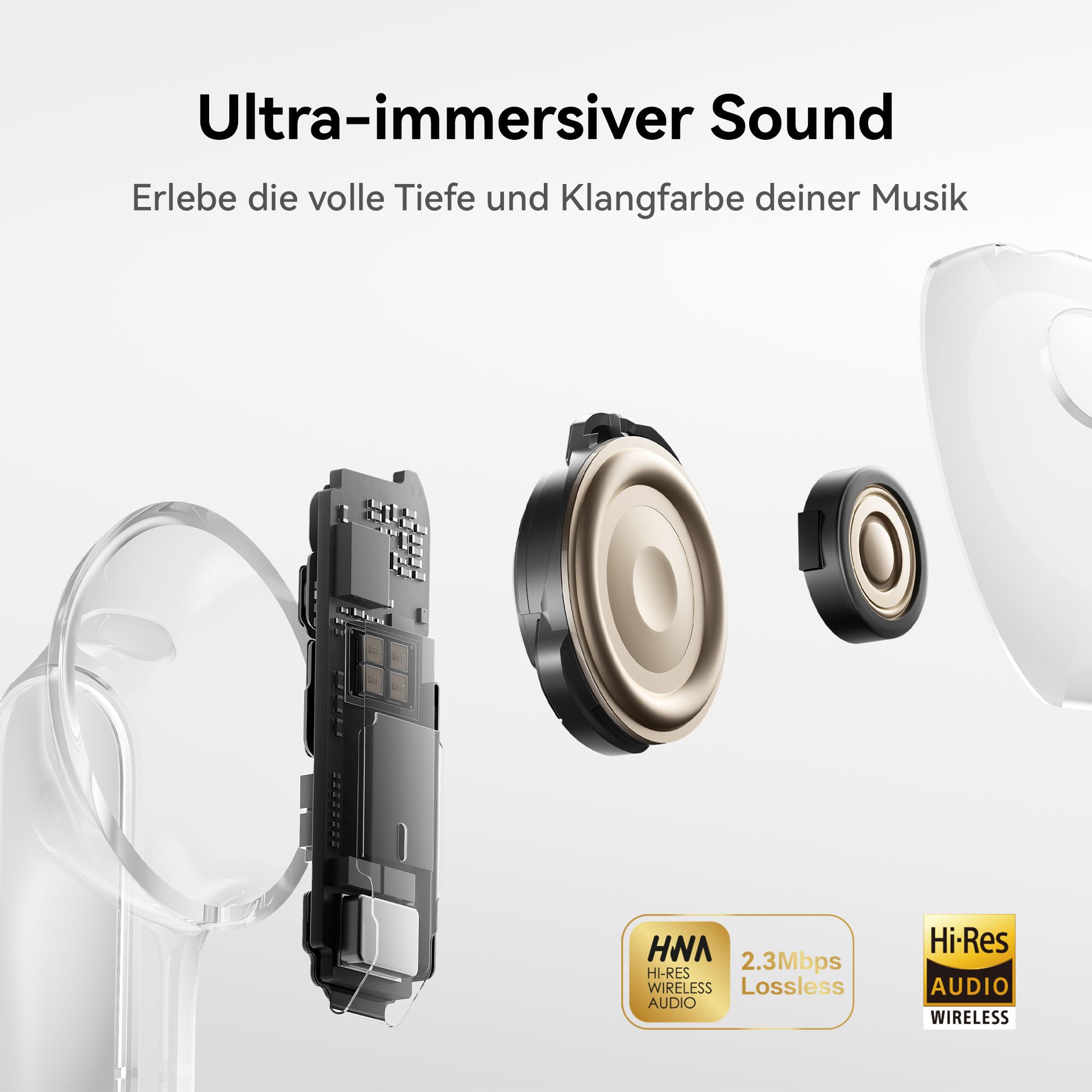 Huawei FreeBuds Pro 5 wireless In-Ear-Kopfhörer (Active Noise Cancelling (ANC), Freisprechfunktion, True Wireless, A2DP Bluetooth, Dual-Engine KI-Geräuschunterdrückung, Ultra-immersiver Sound)