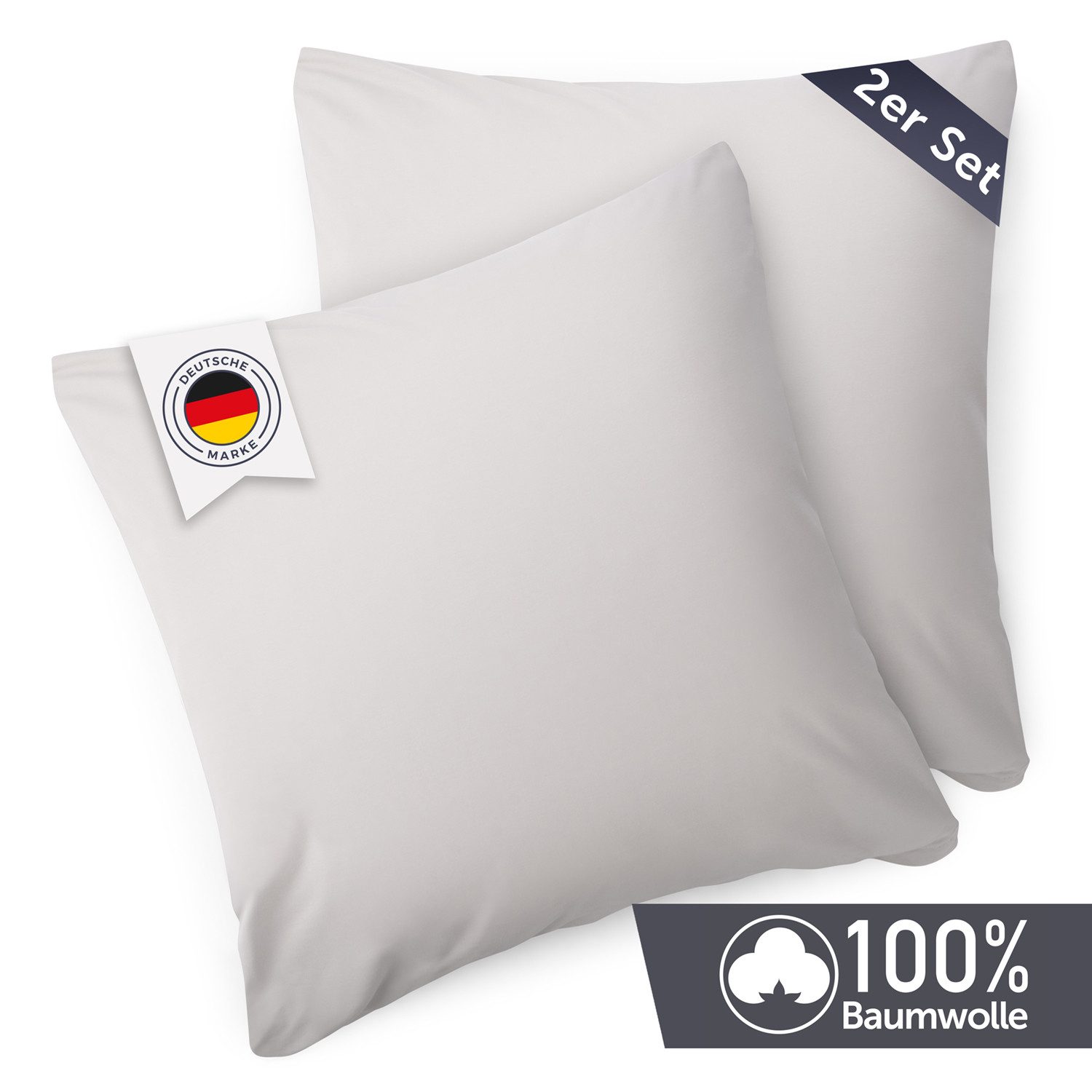 Blumtal Kissenbezug Premium Jersey 2er Set, Oeko-Tex Zertifiziert, (2 Stück), 100% Baumwolle