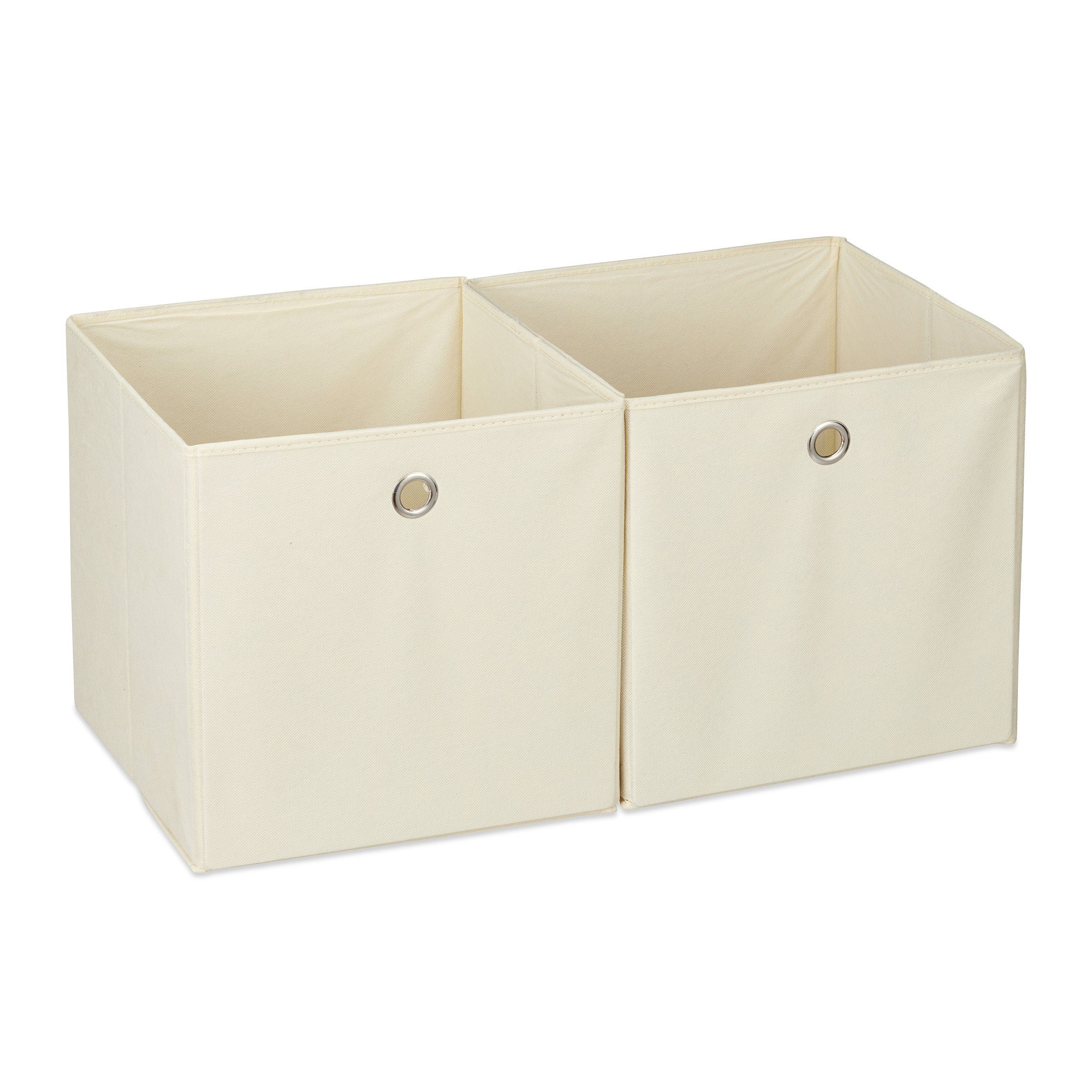 relaxdays Aufbewahrungsbox Stoff im 2er Set, Beige günstig online kaufen