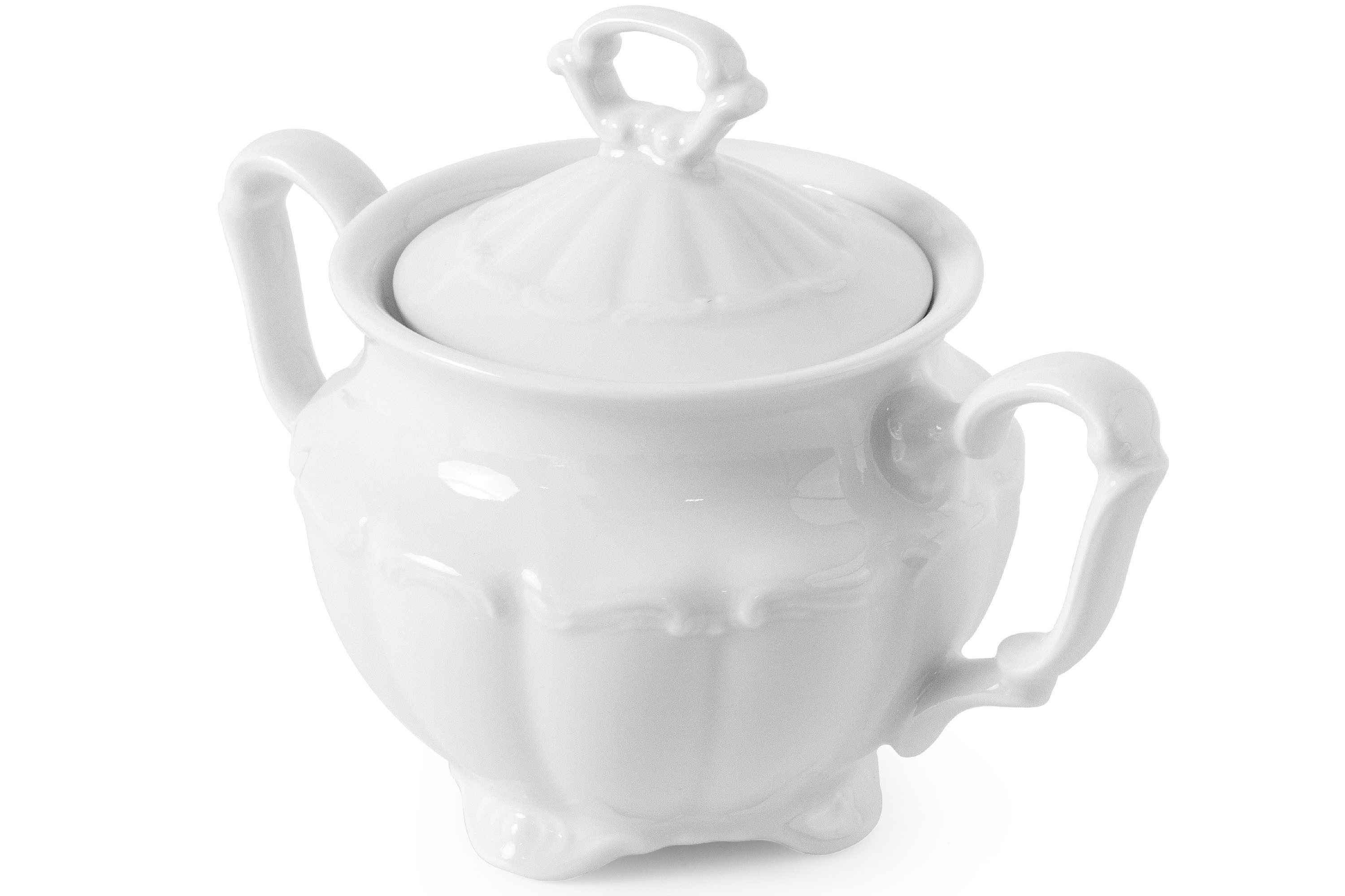 KONSIMO® Zuckerdose CHODZIEZ MARIA TERESA Hochwertiges Premium-Porzellan, Porzellan, mit Deckel, elegante Rillen, handgefertigt