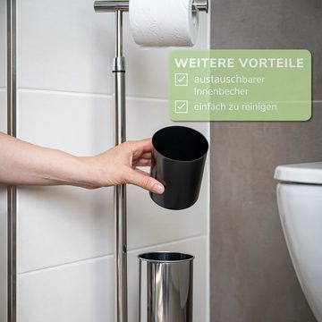 bremermann WC-Garnitur Stand-WC-Garnitur 2in1, WC-Bürste, Rollenhalter, Edelstahl Glassockel