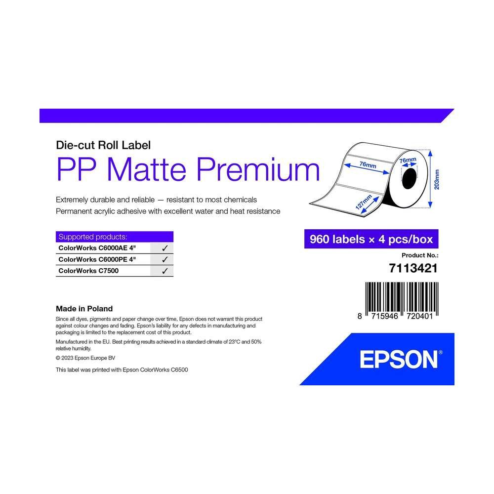 Epson Epson 7113421 Druckeretikett Weiß Selbstklebendes Druckeretikett Etikettendrucker