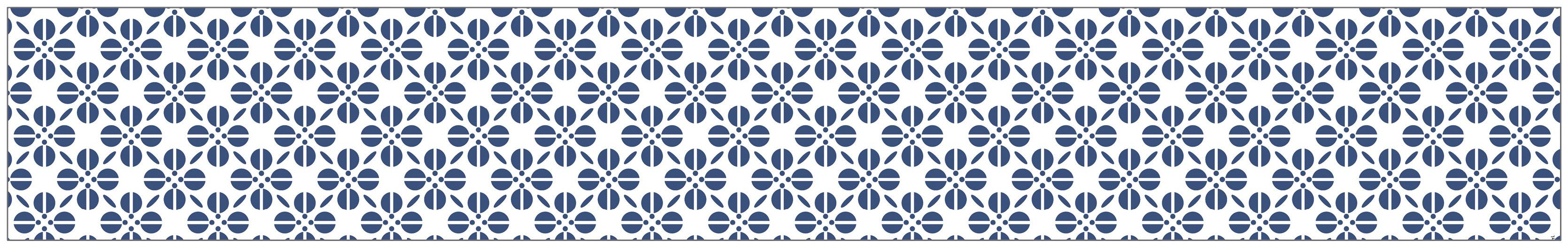 Fensterfolie Look Grafik Blumenmuster blau, MySpotti, halbtransparent, glatt, 200 x 30 cm, statisch haftend | Fensterfolien