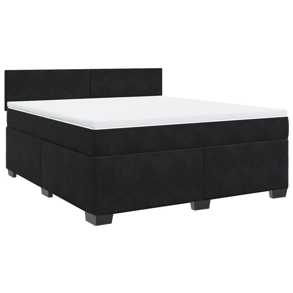Bett Boxspringbett mit Matratze Schwarz 180x200 cm Samt