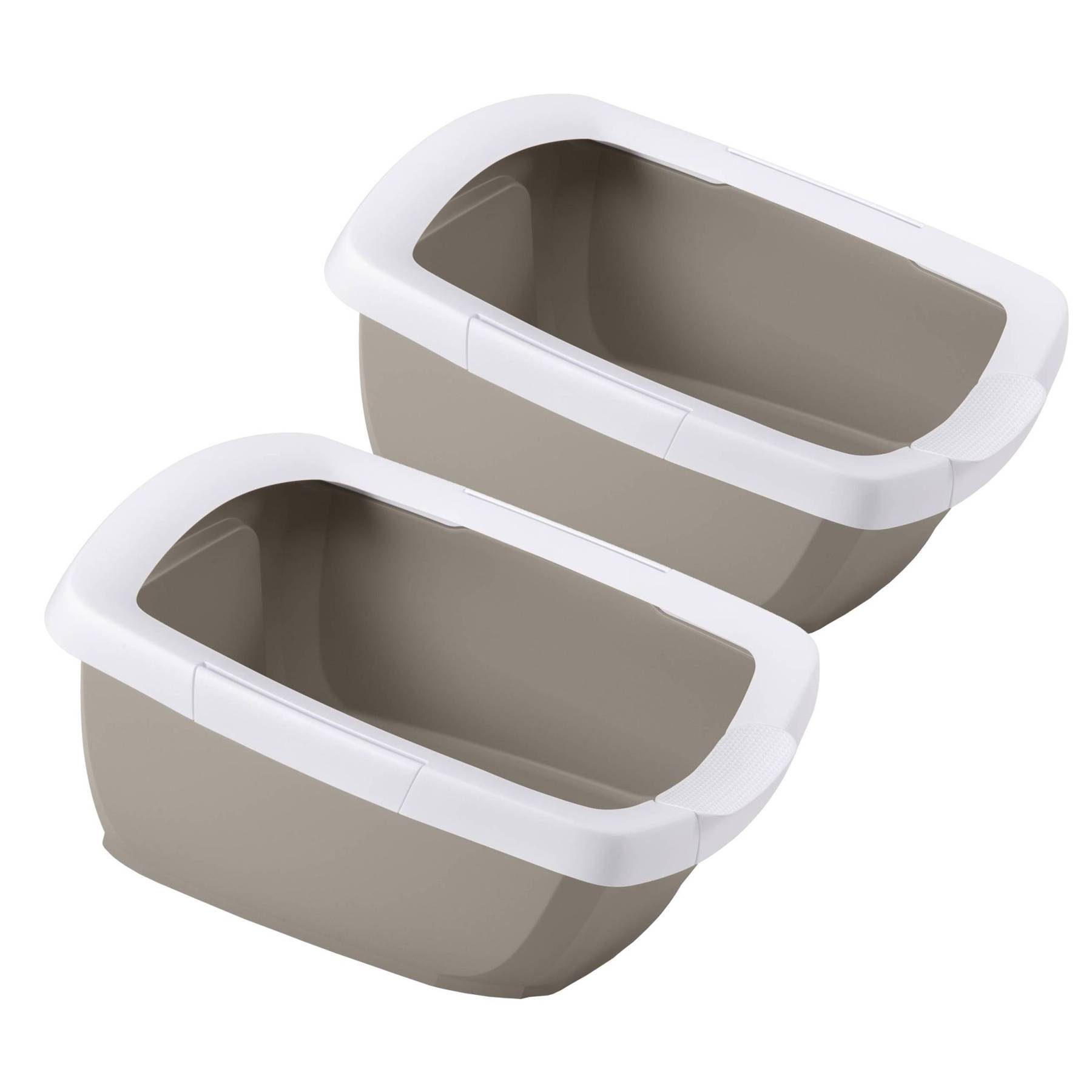 PETGARD Katzentoilette 2er Sparpack Katzentoilette Schalentoilette mit abnehmbarem Rand, mit abnehmbarem Rand weiss-grau