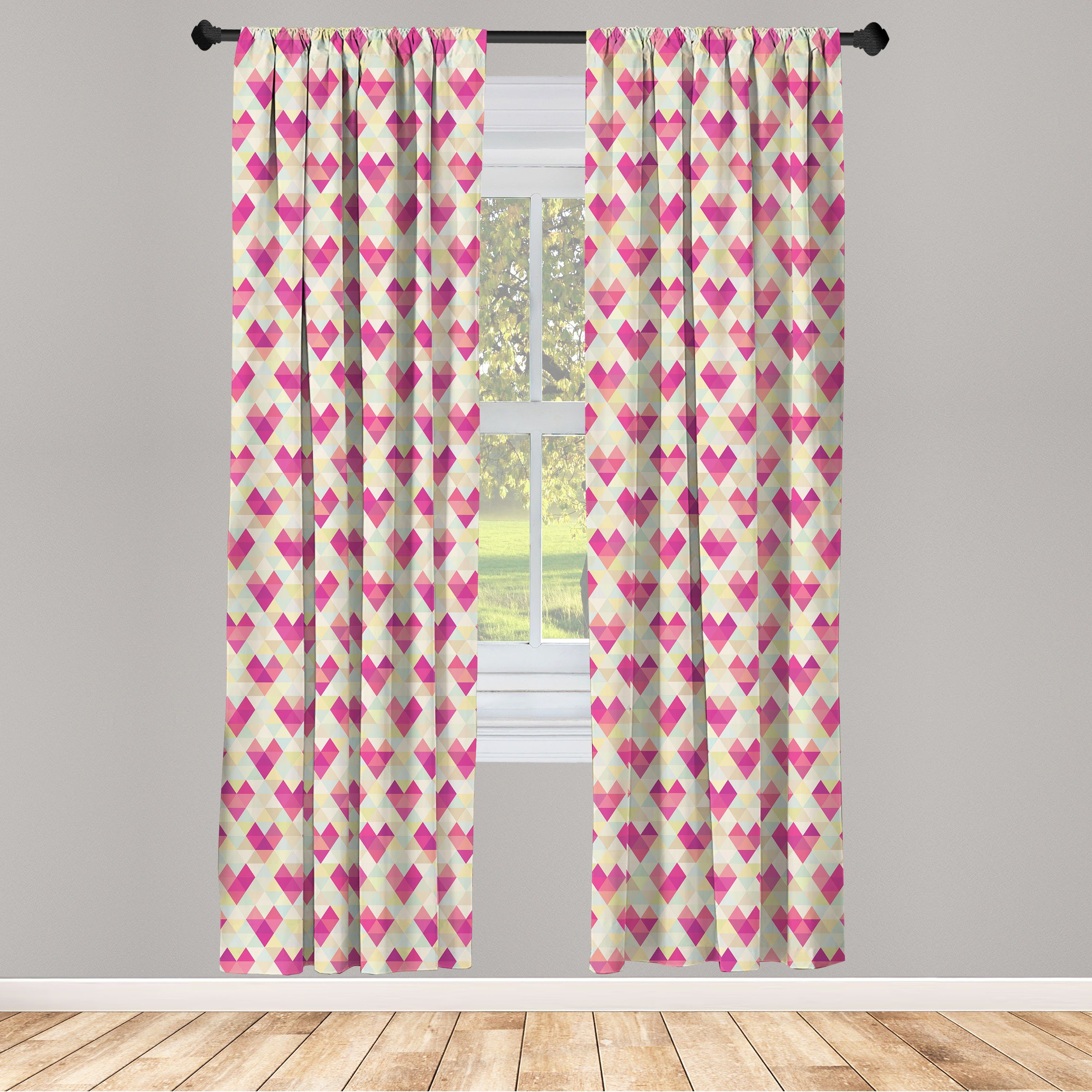 Gardine Vorhang für Wohnzimmer Schlafzimmer Dekor, Abakuhaus, Microfaser, Geometrisch Mosaic Triangles