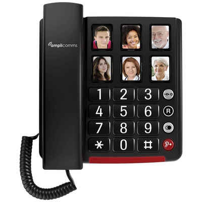 Amplicomms Plus Seniorentelefon (Foto-Tasten, für Hörgeräte kompatibel, Wahlwiederholung)