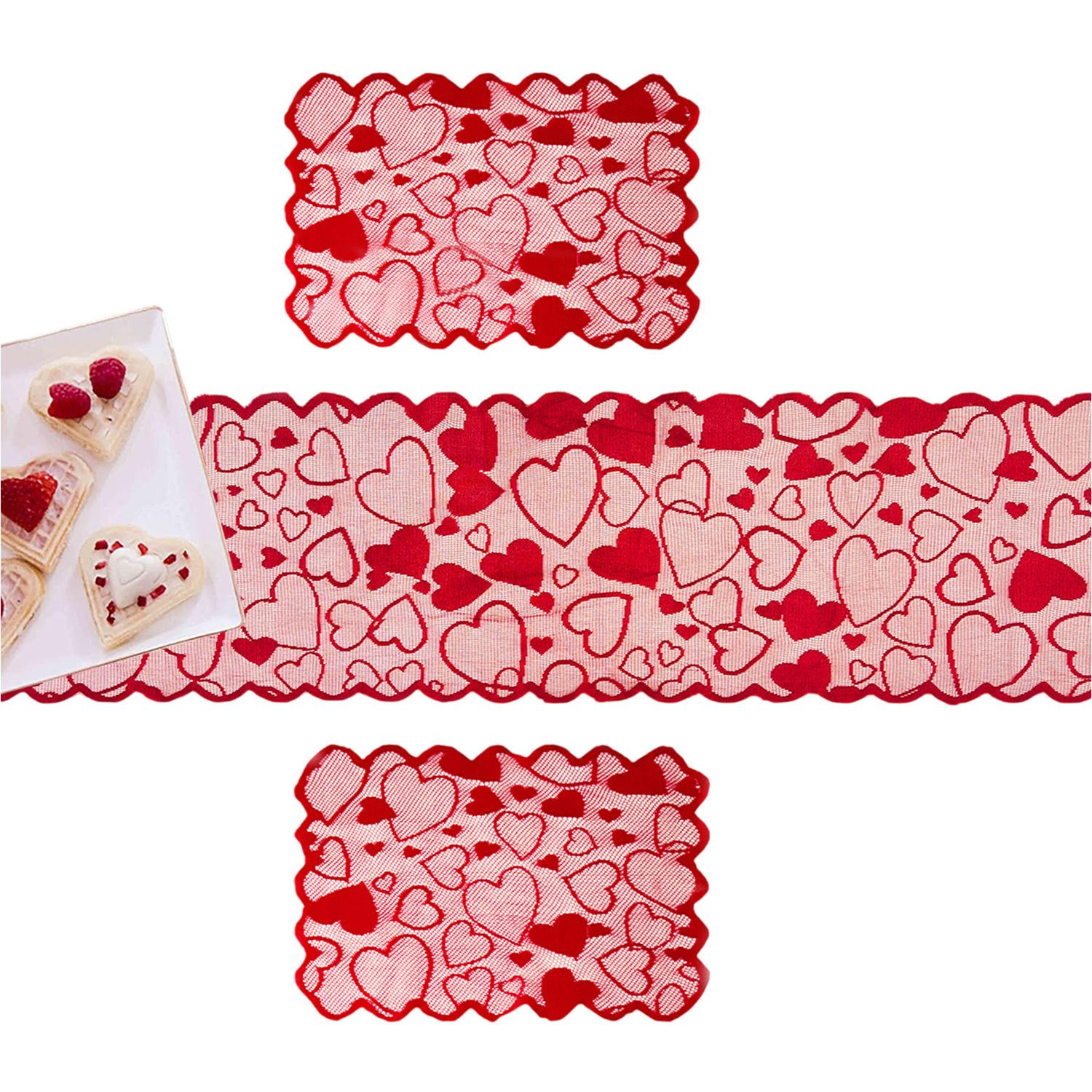 Tischdecke Spitzenherz Tischdecke,Valentinstag Tischtuch,Heimdekoration,150*230cm