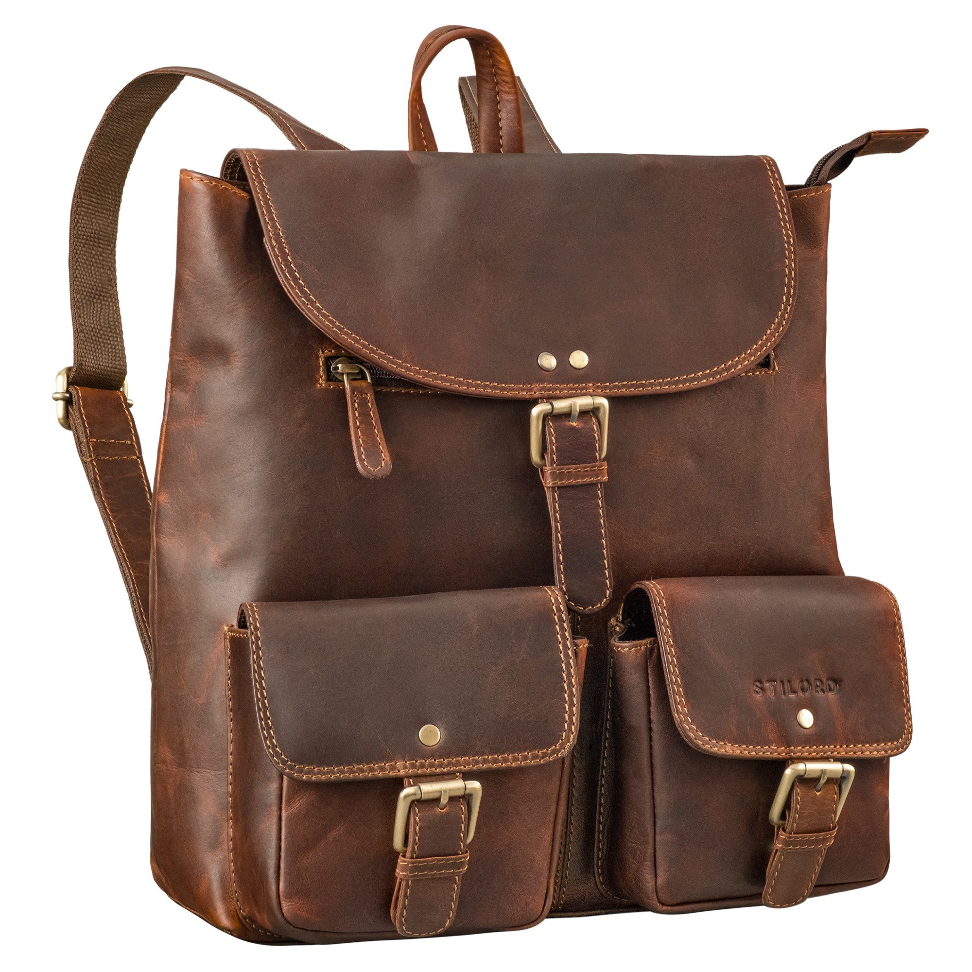 Cityrucksack "Niva" Damen Rucksack Leder Laptop bis 13 Zoll