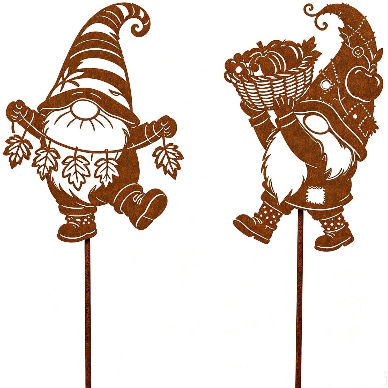 LuxusKollektion Wichtel Gartenstecker Rost Zwerg Herbstdeko Set (2 St)