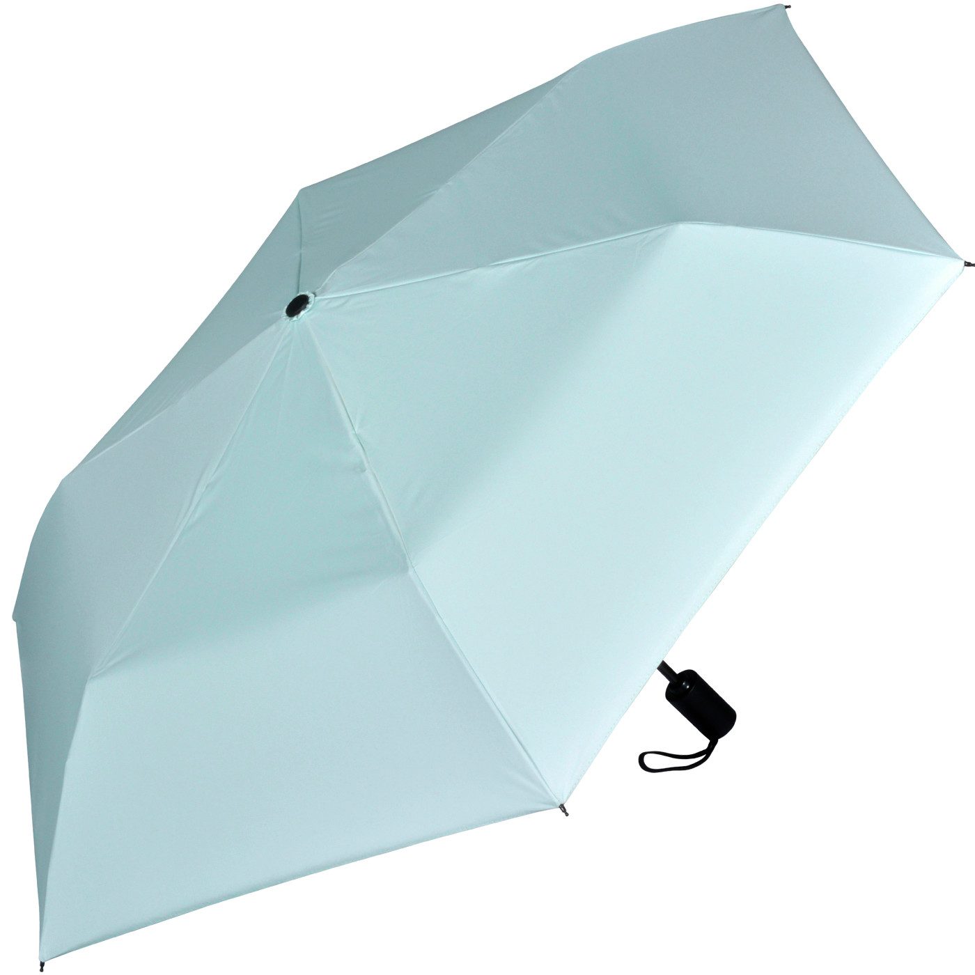 iX-brella Taschenregenschirm Sonnen-Regenschirm mit UPF 50+, UV-Hitze-Schutz, für Damen, mit Auf-Zu-Automatik, innen schwarz