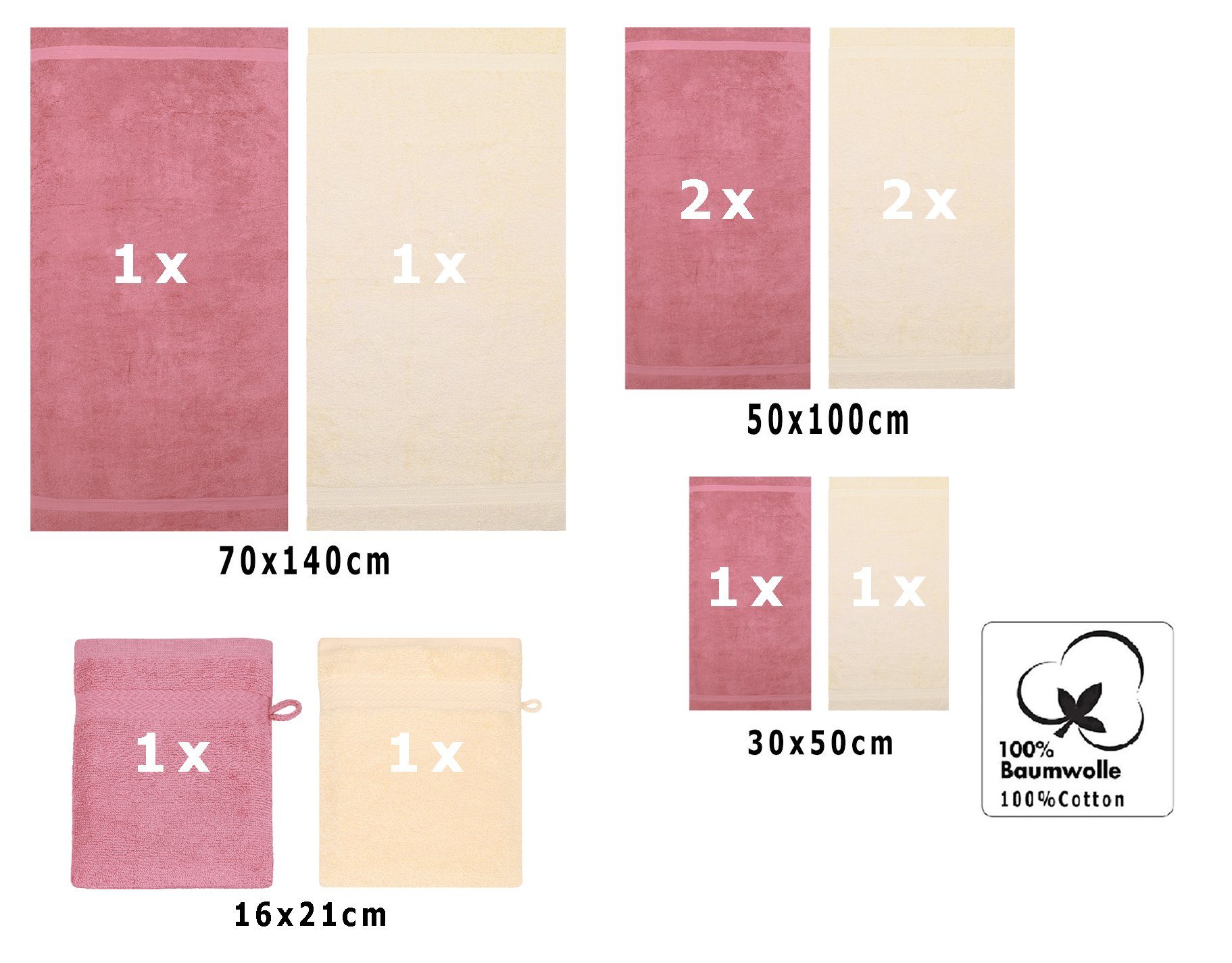 Betz Handtuch Set 10-TLG. Handtuch-Set Premium, Baumwolle, (Set, 10-tlg), Farbe Altrosa & Beige